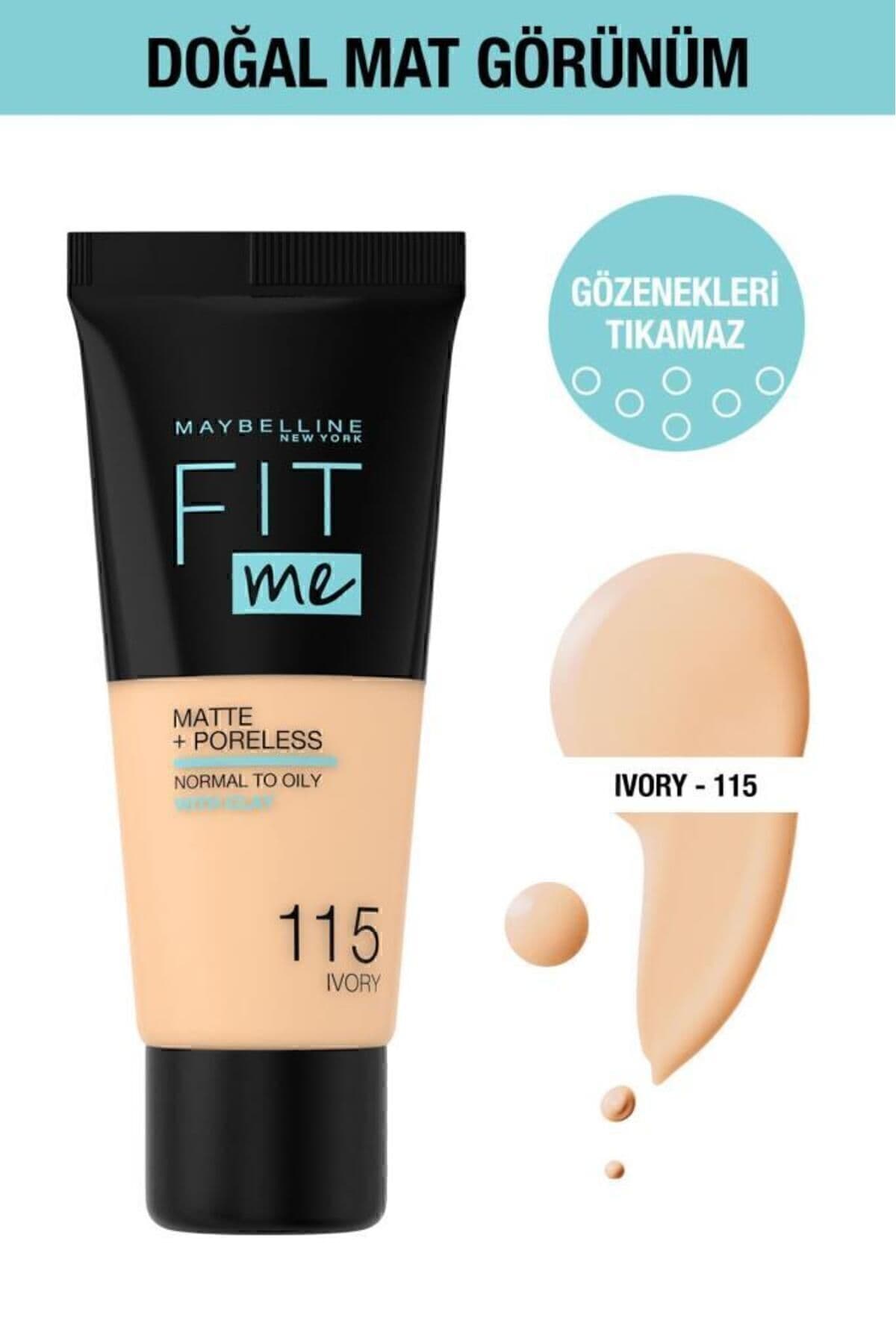 فاندیشن Maybelline New York Fit Me Matte Poreless رنگ 115 عاجی فاندیشن Maybelline New York Fit Me Matte Poreless رنگ 115 عاجی