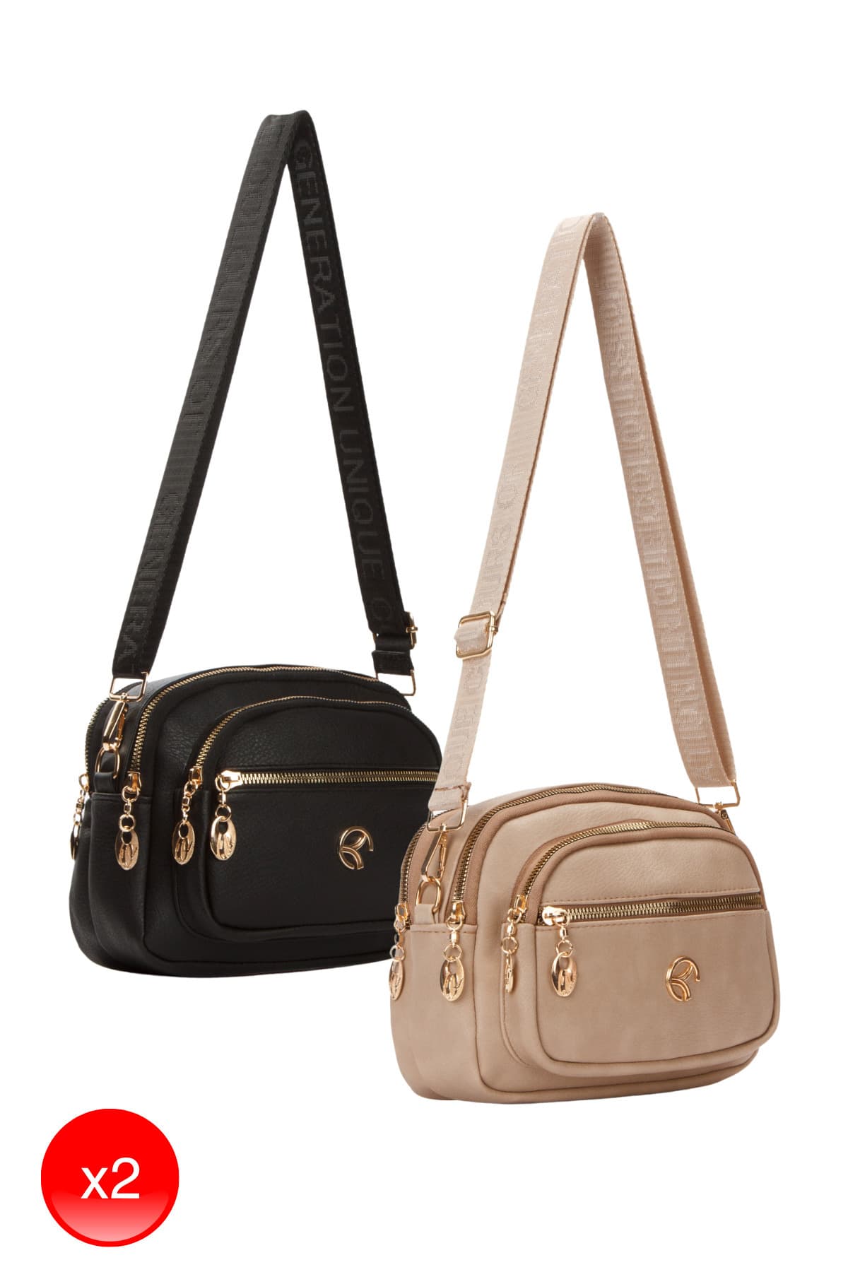 کیف دوشی زنانه Adelina Bags بندکراسی روزانه مشکی و خاکستری قهوهای 2 عدد کیف دوشی زنانه Adelina Bags بندکراسی روزانه مشکی و خاکستری قهوهای 2 عدد