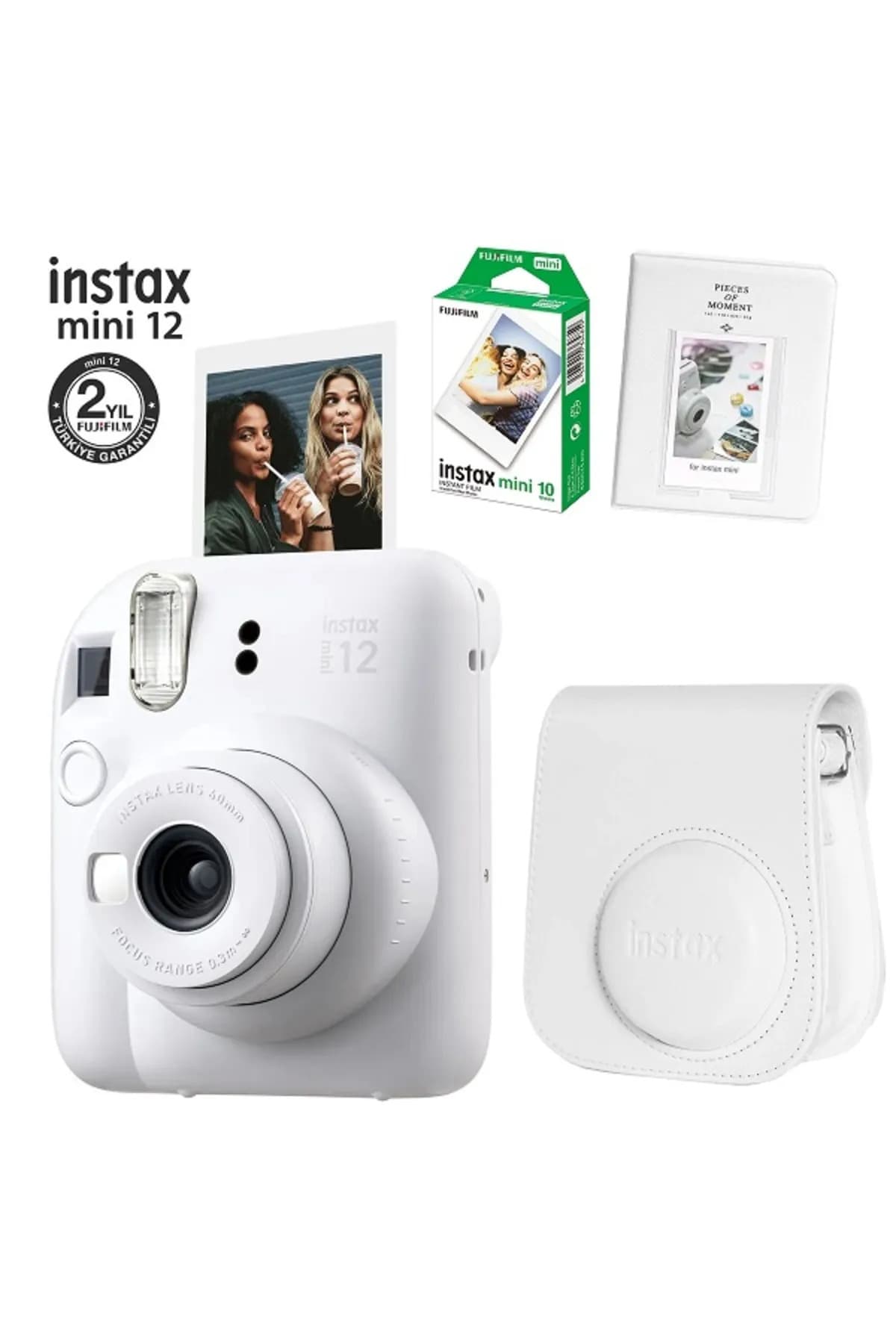 دوربین فوری Fujifilm Instax Mini 12 سفید همراه ۱۰ فیلم، آلبوم PVC و کیف 2-fotsı00198-fb-set2 دوربین فوری Fujifilm Instax Mini 12 سفید همراه ۱۰ فیلم، آلبوم PVC و کیف 2-fotsı00198-fb-set2