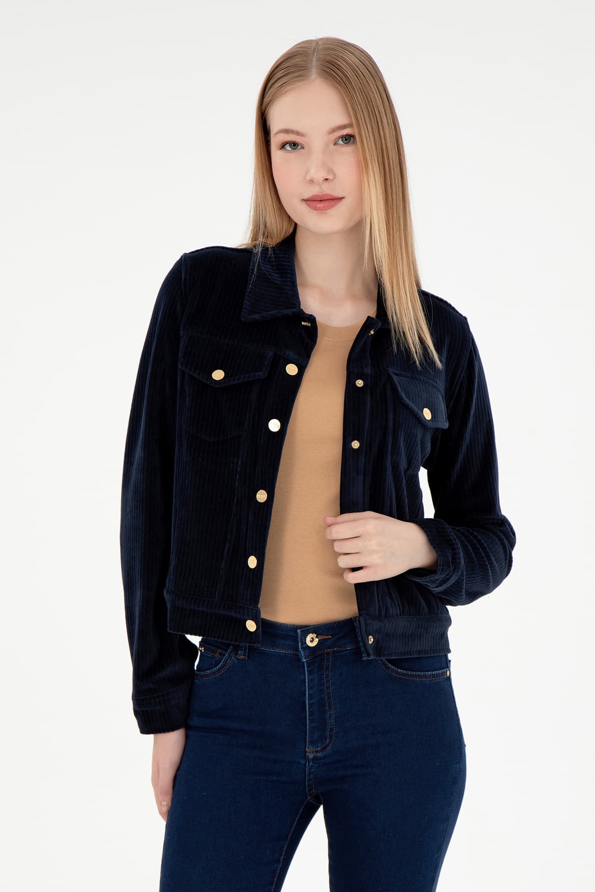 سوئیشرت زنانه U.S. Polo Assn. سرمهای یقه پولو دکمه فشاری مدل 50292623-VR033 سوئیشرت زنانه U.S. Polo Assn. سرمهای یقه پولو دکمه فشاری مدل 50292623-VR033