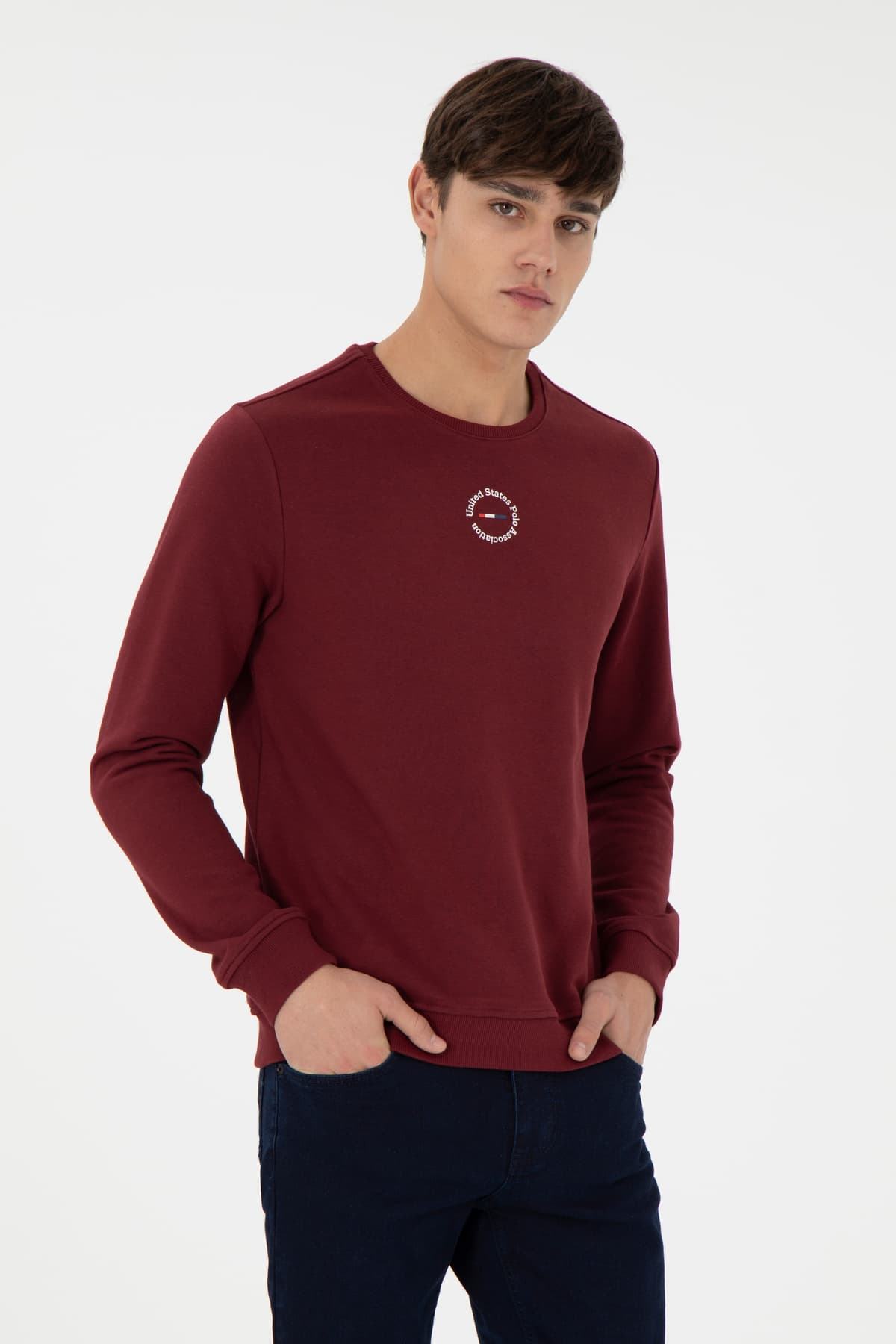 سوئیشرت مردانه U.S. Polo Assn. فیت معمولی یقه گرد زرشکی مدل 50293436-VR014 سوئیشرت مردانه U.S. Polo Assn. فیت معمولی یقه گرد زرشکی مدل 50293436-VR014