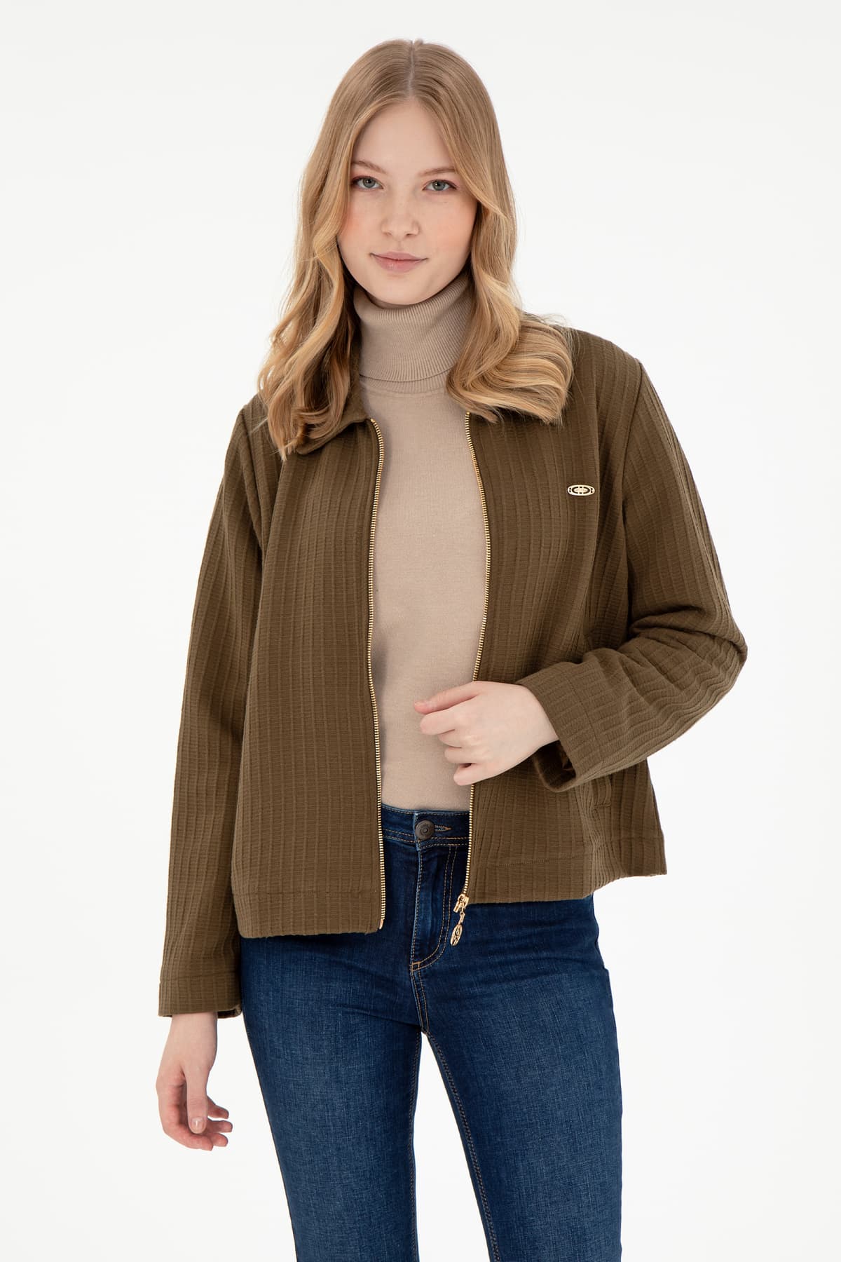 سویشرت زنانه U.S. Polo Assn. یقه پولو زیپدار سرمهای مدل 50295811-VR033 سویشرت زنانه U.S. Polo Assn. یقه پولو زیپدار سرمهای مدل 50295811-VR033