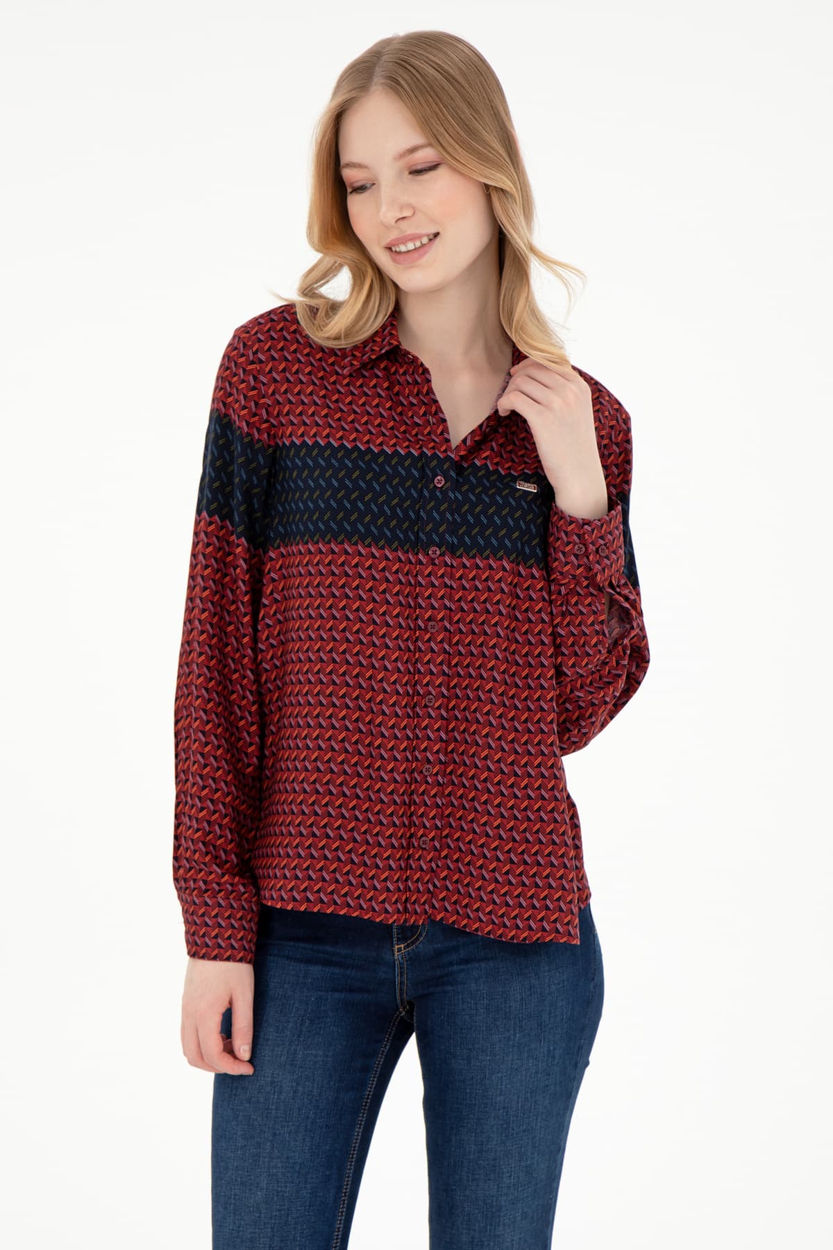 پیراهن زنانه U.S. Polo Assn. زرشکی آستین بلند مدل 50291099-VR014 پیراهن زنانه U.S. Polo Assn. زرشکی آستین بلند مدل 50291099-VR014