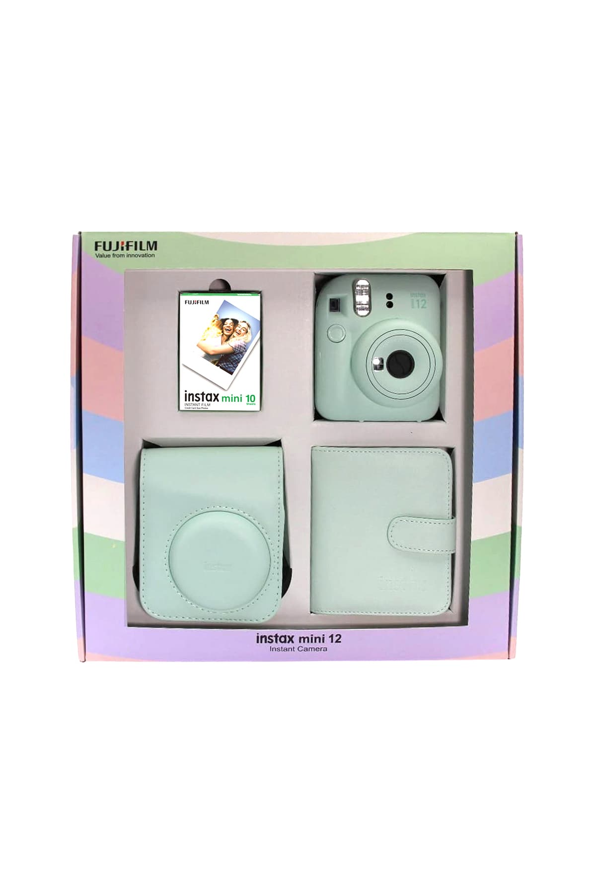 دوربین فوری Fujifilm مدل Instax Mini 12 با کیف، بند، فیلم 10تایی دوربین فوری Fujifilm مدل Instax Mini 12 با کیف، بند، فیلم 10تایی