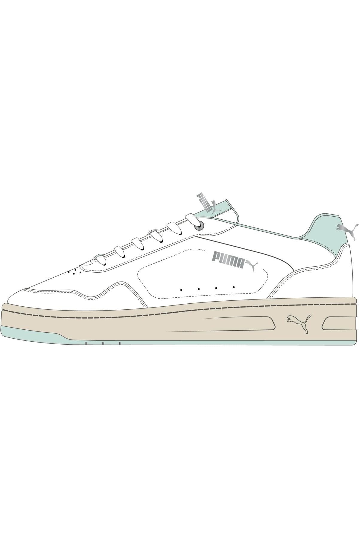 کفش Puma مدل Court Classy سفید-آبی آرام-PU کفش Puma مدل Court Classy سفید-آبی آرام-PU
