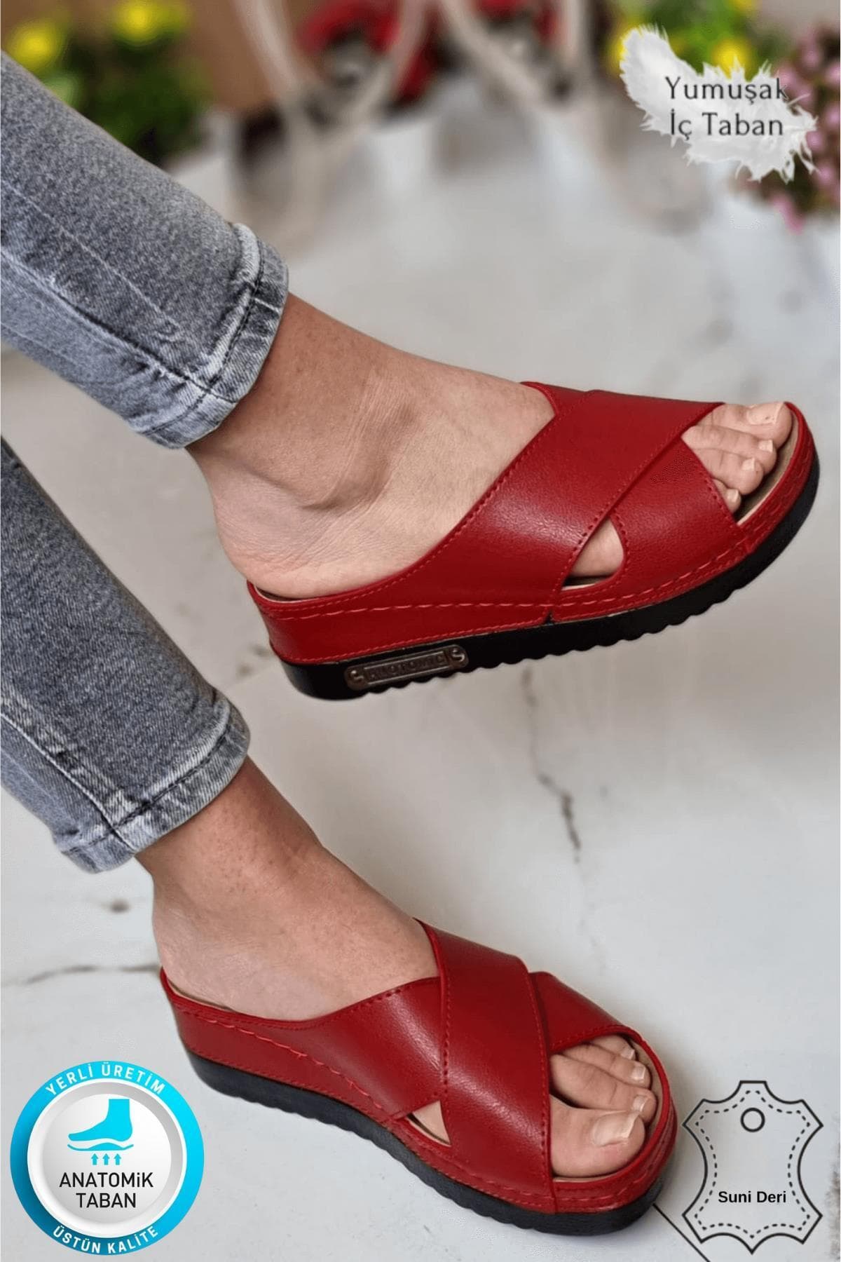دمپایی زنانه neon shoes آناتومیک طبی راحت سبک پاشنهدار مدل Lina قرمز دمپایی زنانه neon shoes آناتومیک طبی راحت سبک پاشنهدار مدل Lina قرمز
