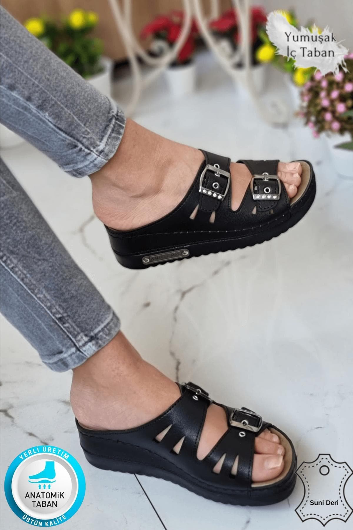 دمپایی زنانه neon shoes روزمره با بند دوتایی نگیندار کفی ارتوپدی سیاه مدل Darma دمپایی زنانه neon shoes روزمره با بند دوتایی نگیندار کفی ارتوپدی سیاه مدل Darma