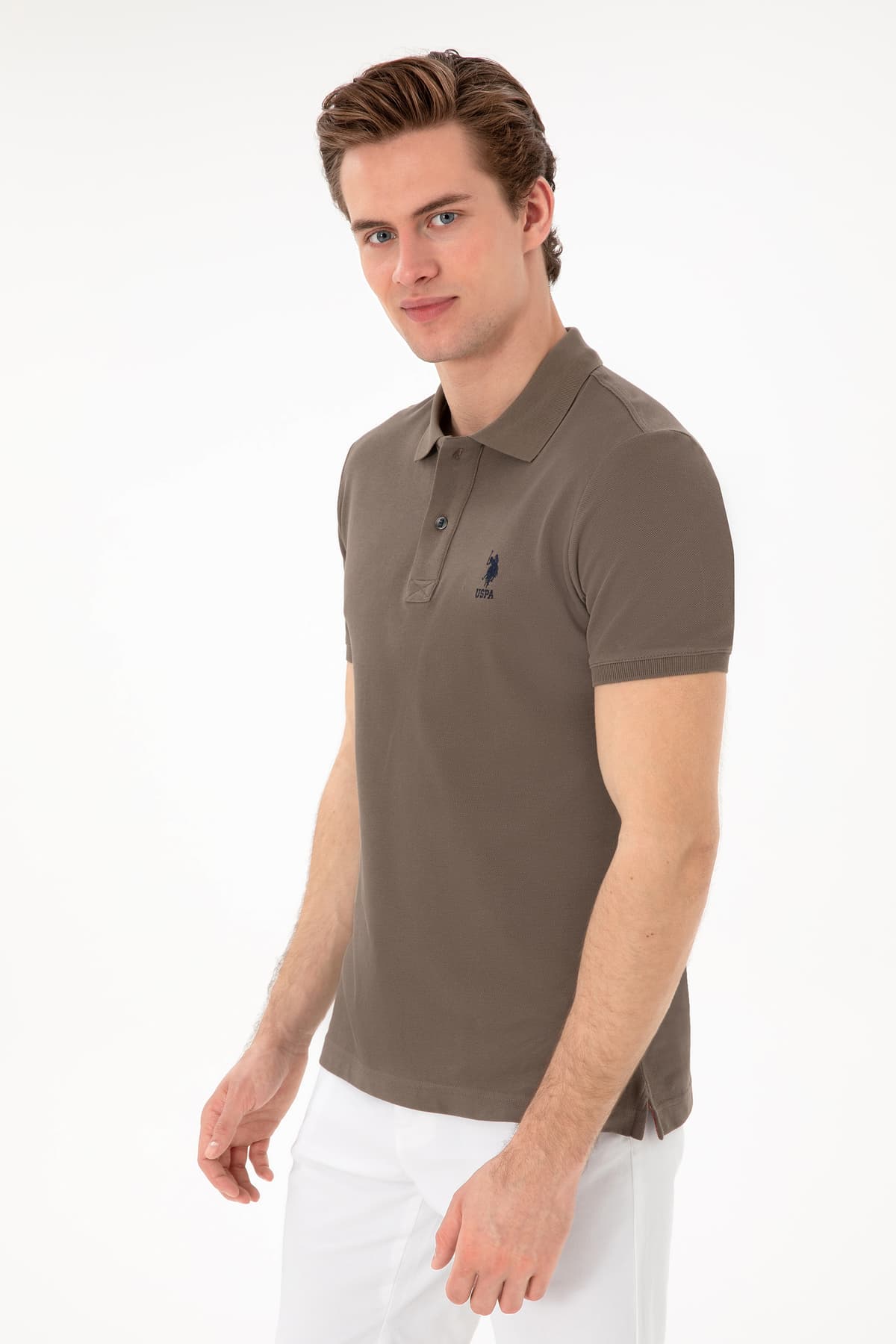 تیشرت مردانه U.S. Polo Assn. یقه پولو فیت اسلیم ساده قهوهای روشن مدل 50298041-VR052 تیشرت مردانه U.S. Polo Assn. یقه پولو فیت اسلیم ساده قهوهای روشن مدل 50298041-VR052