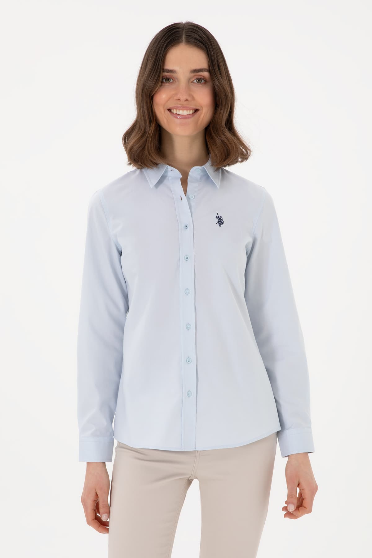 پیراهن زنانه U.S. Polo Assn. آبی روشن آستین بلند بیسیک مدل 50298113-VR003 پیراهن زنانه U.S. Polo Assn. آبی روشن آستین بلند بیسیک مدل 50298113-VR003