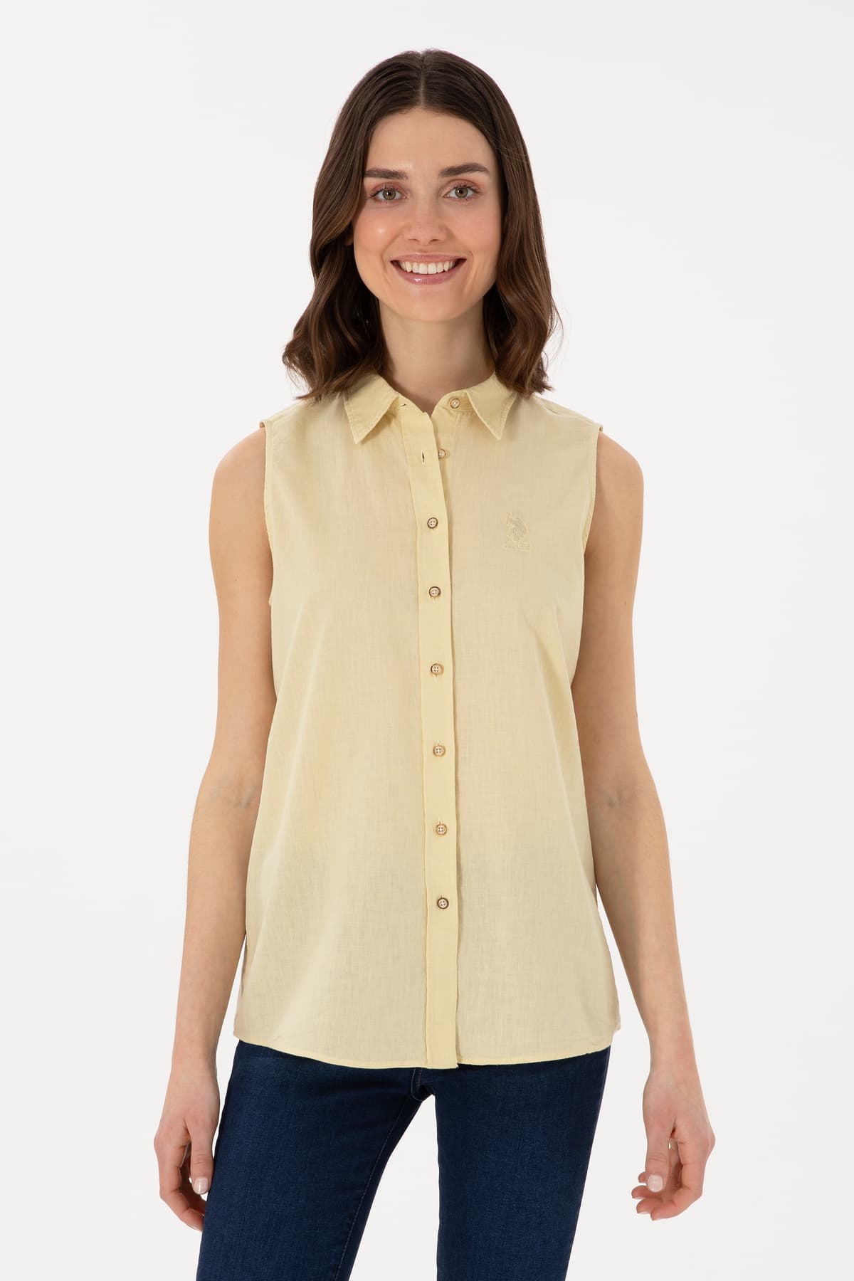 پیراهن زنانه U.S. Polo Assn. خاکی روشن کتانترکیبی آستین کوتاه مدل 50298111-VR183 پیراهن زنانه U.S. Polo Assn. خاکی روشن کتانترکیبی آستین کوتاه مدل 50298111-VR183