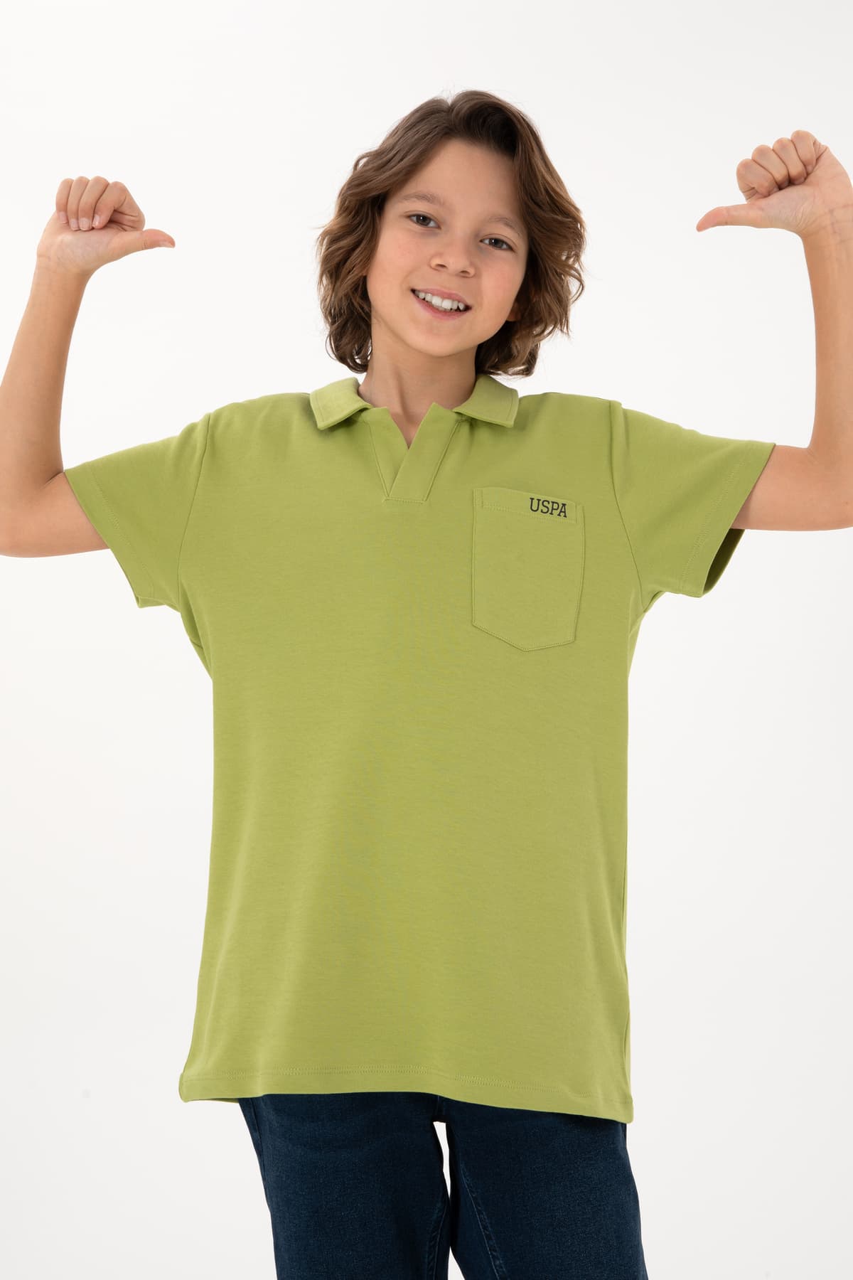 تیشرت پسرانه U.S. Polo Assn. یقه پولو سبز پستهای مدل 50295438-VR087 تیشرت پسرانه U.S. Polo Assn. یقه پولو سبز پستهای مدل 50295438-VR087