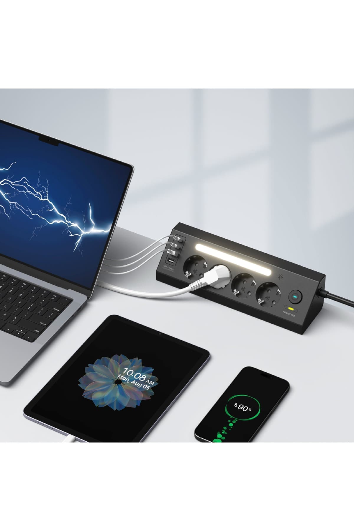 چندراهی برق Fulltech دارای چراغ شب و محافظ جریان مدل FTR-22 مشکی چندراهی برق Fulltech دارای چراغ شب و محافظ جریان مدل FTR-22 مشکی