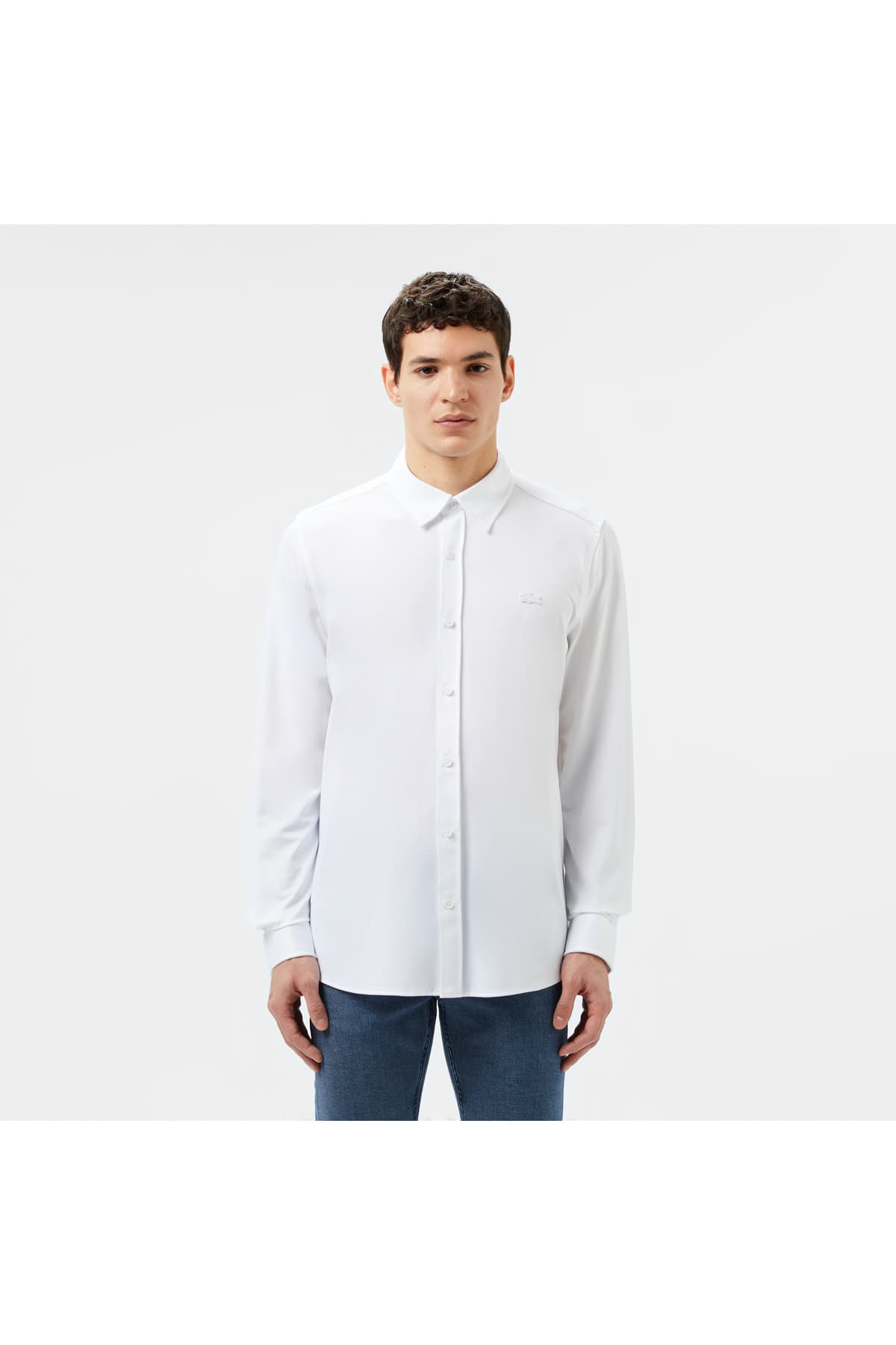 پیراهن مردانه Lacoste سفید فیت اسلیم پیراهن مردانه Lacoste سفید فیت اسلیم
