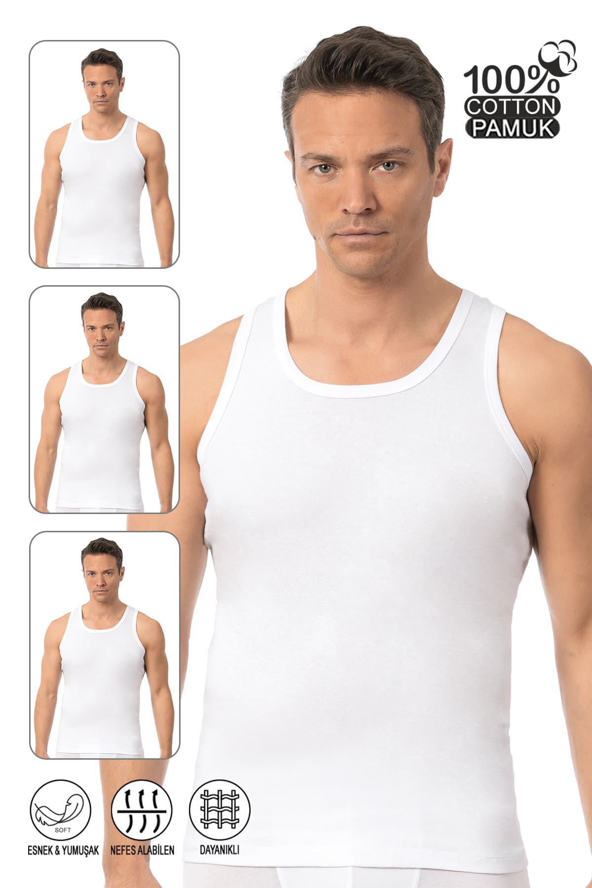رکابی مردانه ÖZKAN underwear نخی 100% کشی نرم ریبانا بندضخیم بسته ۳ عددی مدل Özkan 0113 رکابی مردانه ÖZKAN underwear نخی 100% کشی نرم ریبانا بندضخیم بسته ۳ عددی مدل Özkan 0113