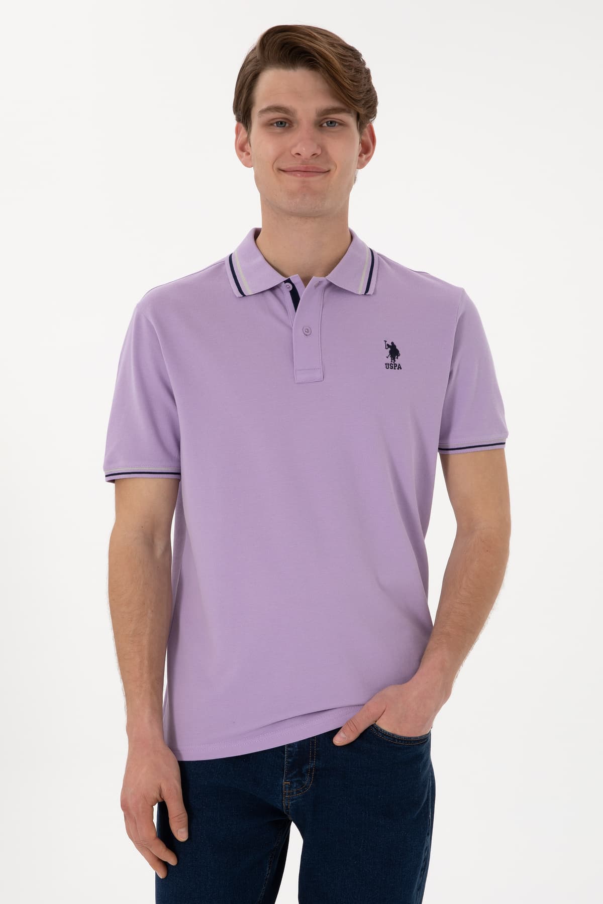 تیشرت مردانه U.S. Polo Assn. فیت معمولی یقه پولو بنفش مدل 50306011-VR034 تیشرت مردانه U.S. Polo Assn. فیت معمولی یقه پولو بنفش مدل 50306011-VR034