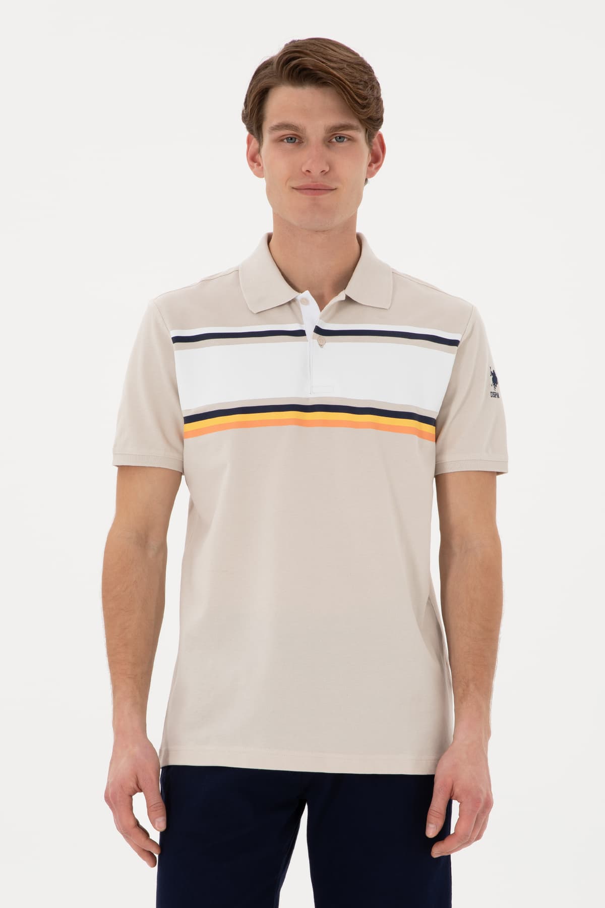 تیشرت مردانه U.S. Polo Assn. فیت معمولی یقه پولو رنگ سنگی مدل 50306858-VR049 تیشرت مردانه U.S. Polo Assn. فیت معمولی یقه پولو رنگ سنگی مدل 50306858-VR049