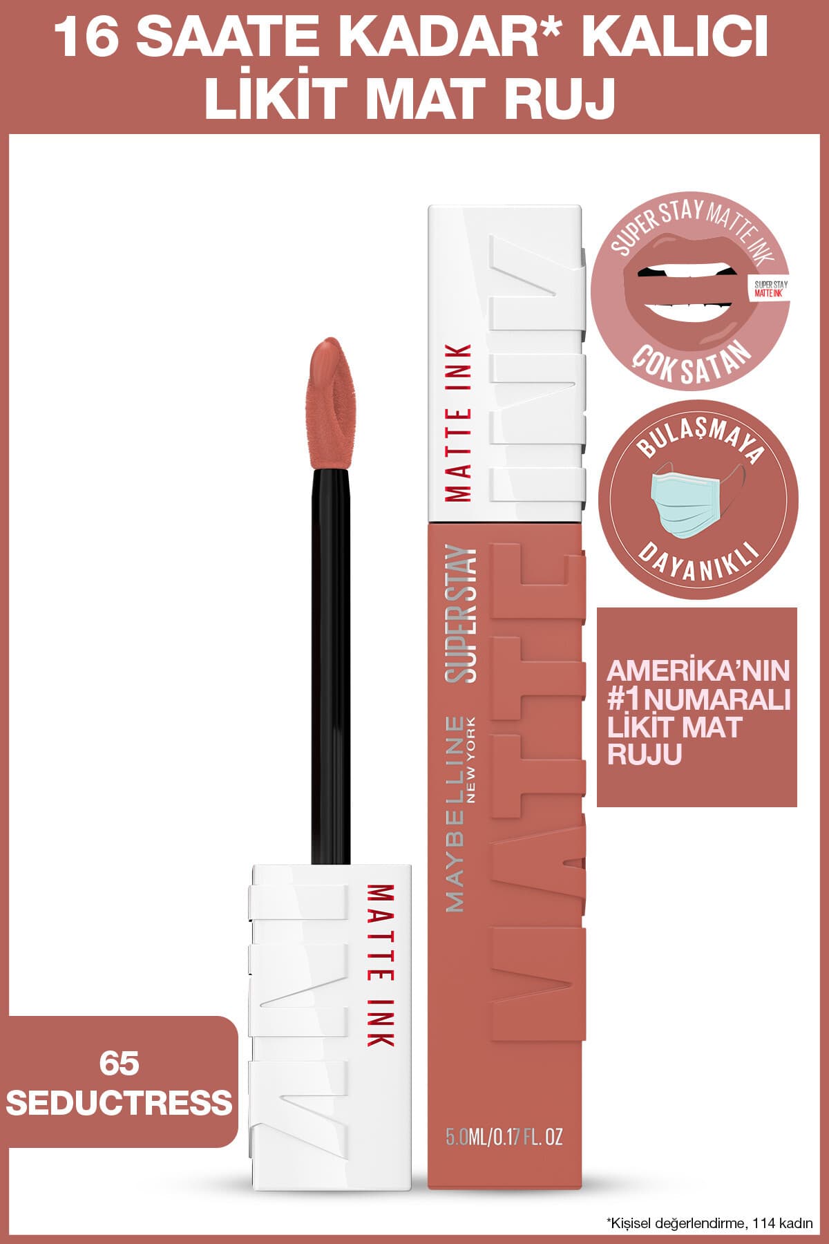 رژ لب مایع مات Maybelline New York Super Stay Matte Ink Unnude مدل 65 Seductress رنگ نود 5 ml رژ لب مایع مات Maybelline New York Super Stay Matte Ink Unnude مدل 65 Seductress رنگ نود 5 ml