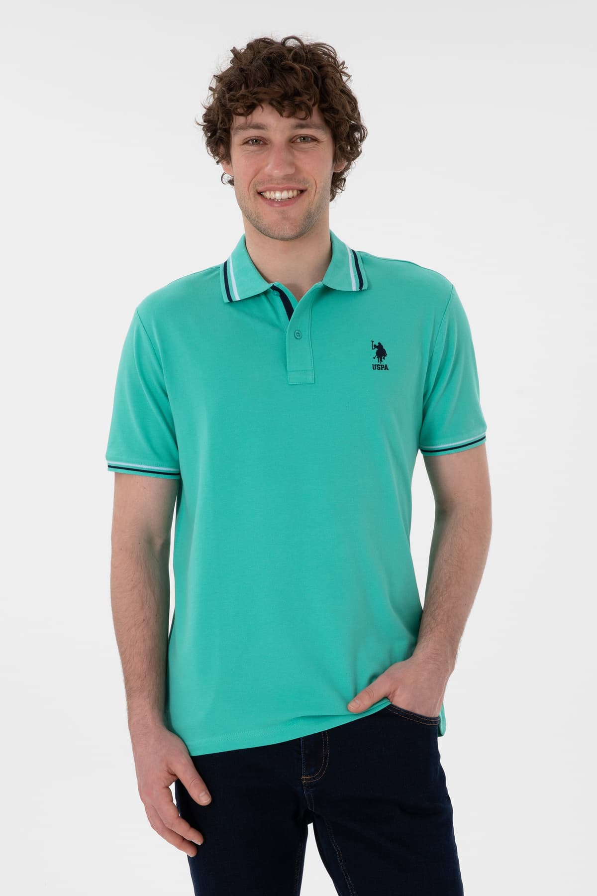 تیشرت مردانه U.S. Polo Assn. فیت معمولی یقه پولو سبز نعنایی بیسیک مدل 50306011-VR090 تیشرت مردانه U.S. Polo Assn. فیت معمولی یقه پولو سبز نعنایی بیسیک مدل 50306011-VR090