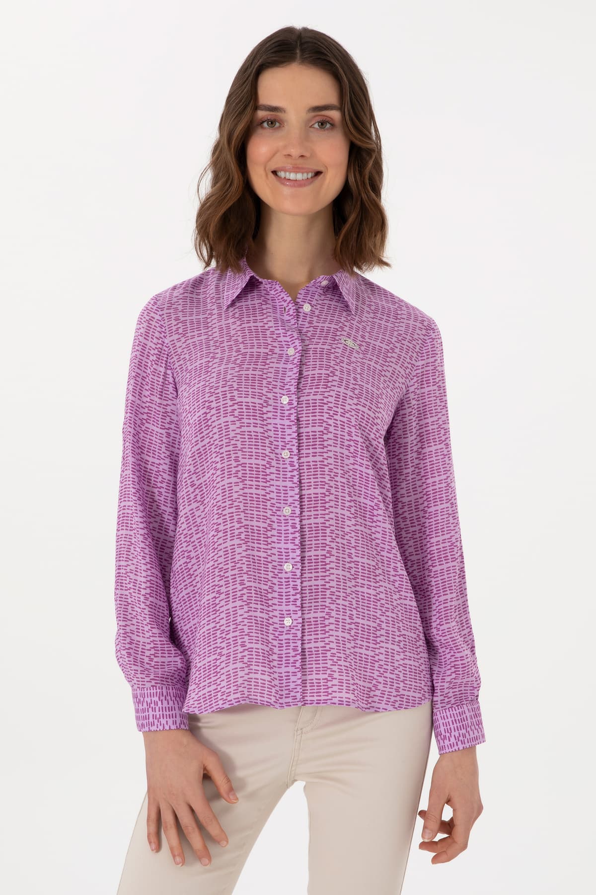 پیراهن زنانه U.S. Polo Assn. بنفش آستین بلند مدل 50306433-VR038 پیراهن زنانه U.S. Polo Assn. بنفش آستین بلند مدل 50306433-VR038