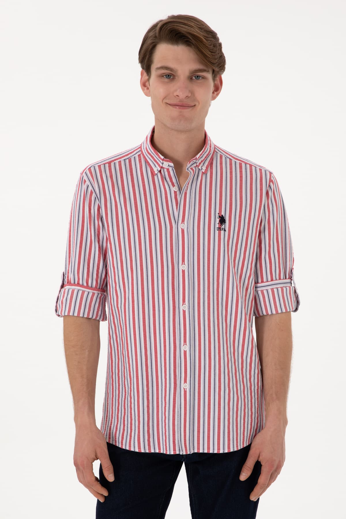 پیراهن مردانه U.S. Polo Assn. آستینبلند قرمز مدل 50306326-VR030 پیراهن مردانه U.S. Polo Assn. آستینبلند قرمز مدل 50306326-VR030