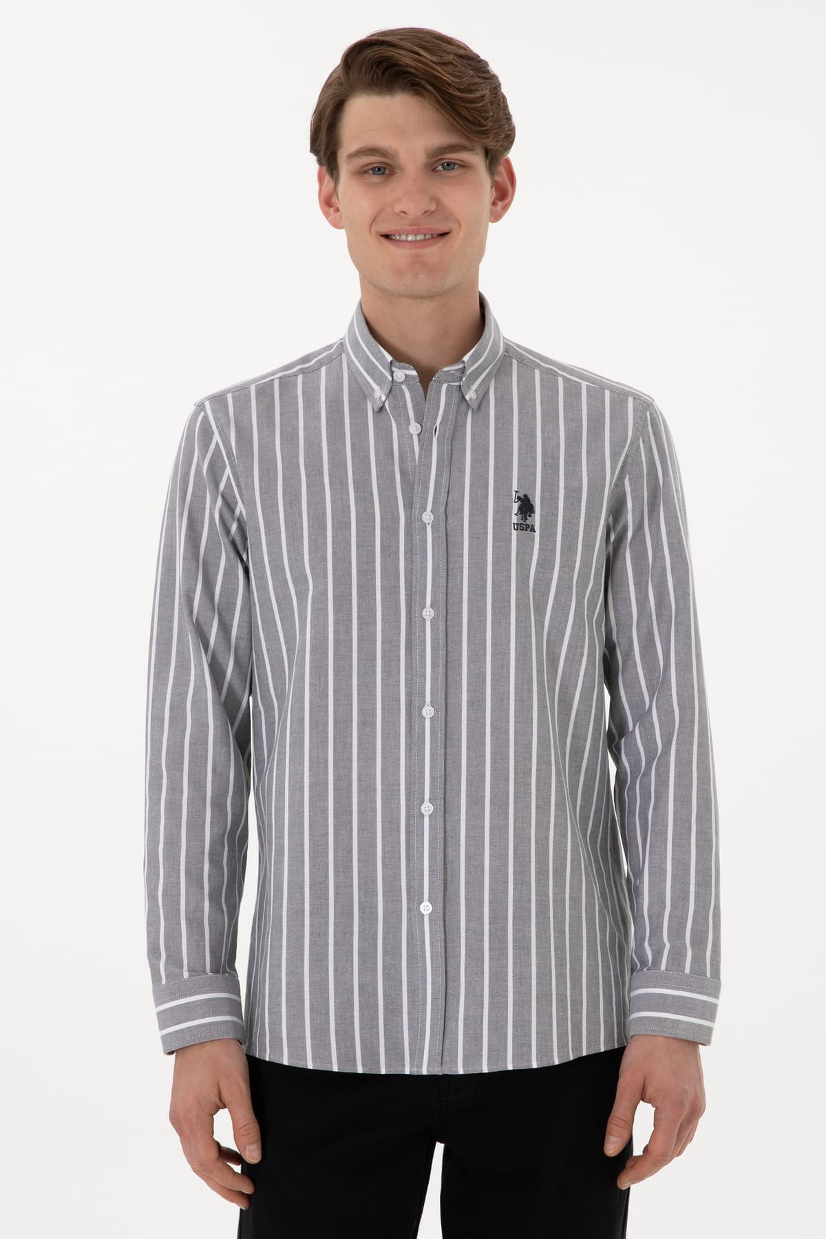پیراهن مردانه U.S. Polo Assn. آستینبلند راهراه زغالی مدل 50306347-VR006 پیراهن مردانه U.S. Polo Assn. آستینبلند راهراه زغالی مدل 50306347-VR006
