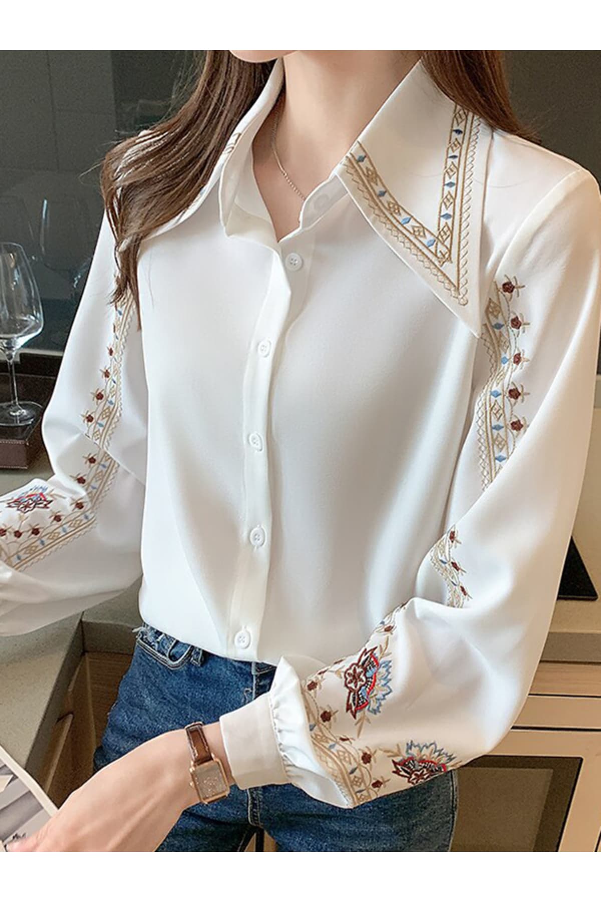پیراهن TRENDBUTİKOFFİCİAL یقه گلدوزیشده پیراهن TRENDBUTİKOFFİCİAL یقه گلدوزیشده