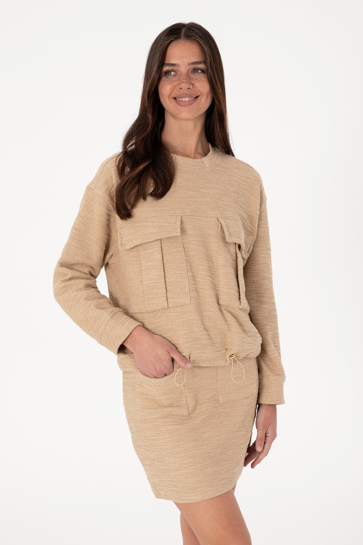 سوئیشرت زنانه U.S. Polo Assn. شنی یقه گرد مدل 50292442-VR085 سوئیشرت زنانه U.S. Polo Assn. شنی یقه گرد مدل 50292442-VR085