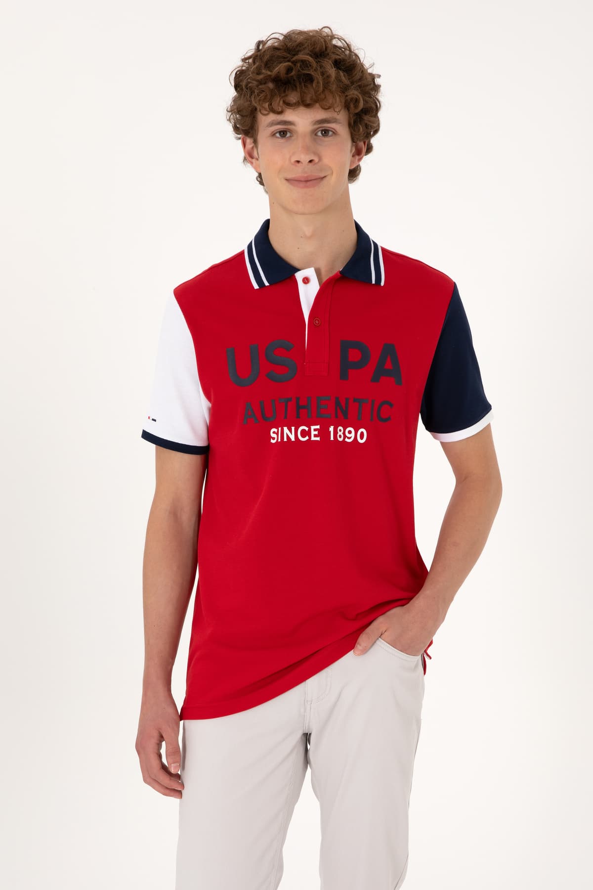 تیشرت مردانه U.S. Polo Assn. فیت معمولی یقه پولو قرمز مدل 50299803-VR030 تیشرت مردانه U.S. Polo Assn. فیت معمولی یقه پولو قرمز مدل 50299803-VR030