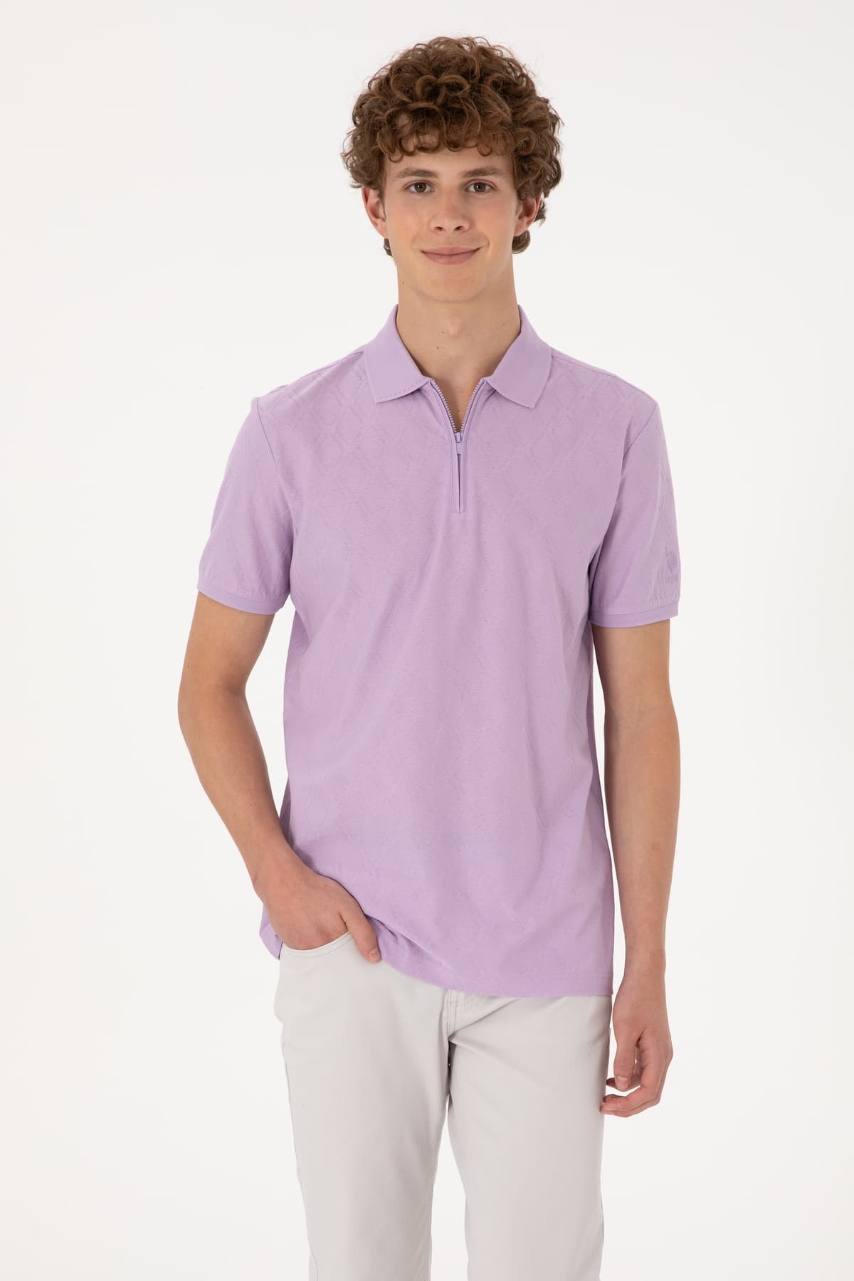 تیشرت مردانه U.S. Polo Assn. فیت معمولی با زیپ بنفش طرحدار مدل 50300832-VR034 تیشرت مردانه U.S. Polo Assn. فیت معمولی با زیپ بنفش طرحدار مدل 50300832-VR034