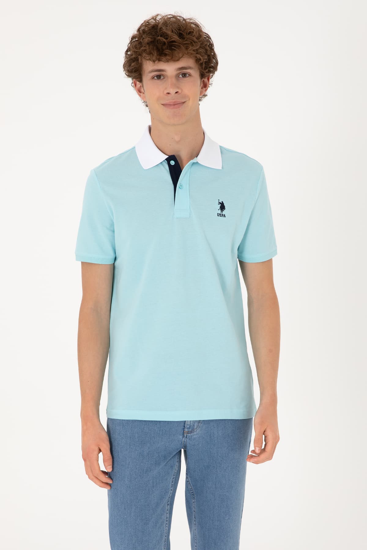 تیشرت مردانه U.S. Polo Assn. فیت معمولی یقه پولو فیروزهای مدل 50306809-VR007 تیشرت مردانه U.S. Polo Assn. فیت معمولی یقه پولو فیروزهای مدل 50306809-VR007