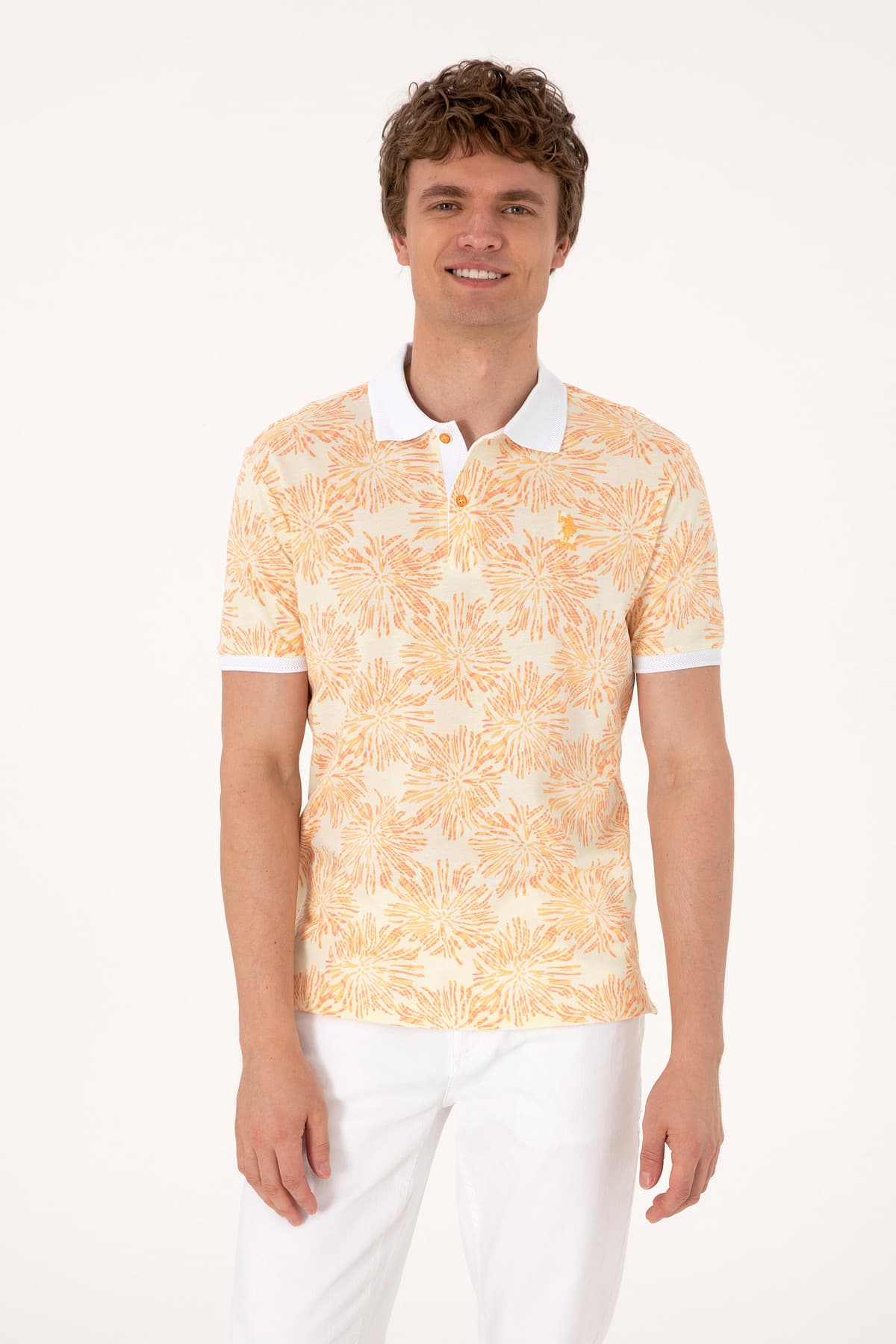 تیشرت مردانه U.S. Polo Assn. فیت معمولی یقه پولو نارنجی مدل 50299618-VR202 تیشرت مردانه U.S. Polo Assn. فیت معمولی یقه پولو نارنجی مدل 50299618-VR202