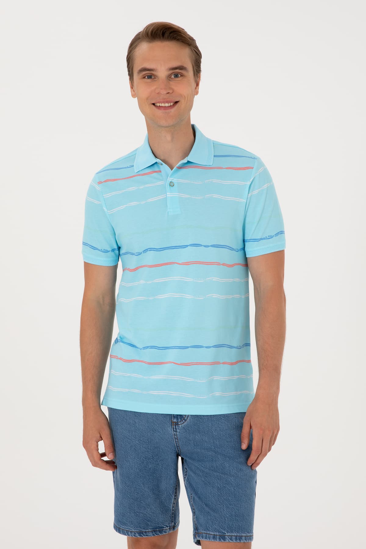 تیشرت مردانه U.S. Polo Assn. فیت معمولی یقه پولو آکوا مدل 50299642-VR007 تیشرت مردانه U.S. Polo Assn. فیت معمولی یقه پولو آکوا مدل 50299642-VR007