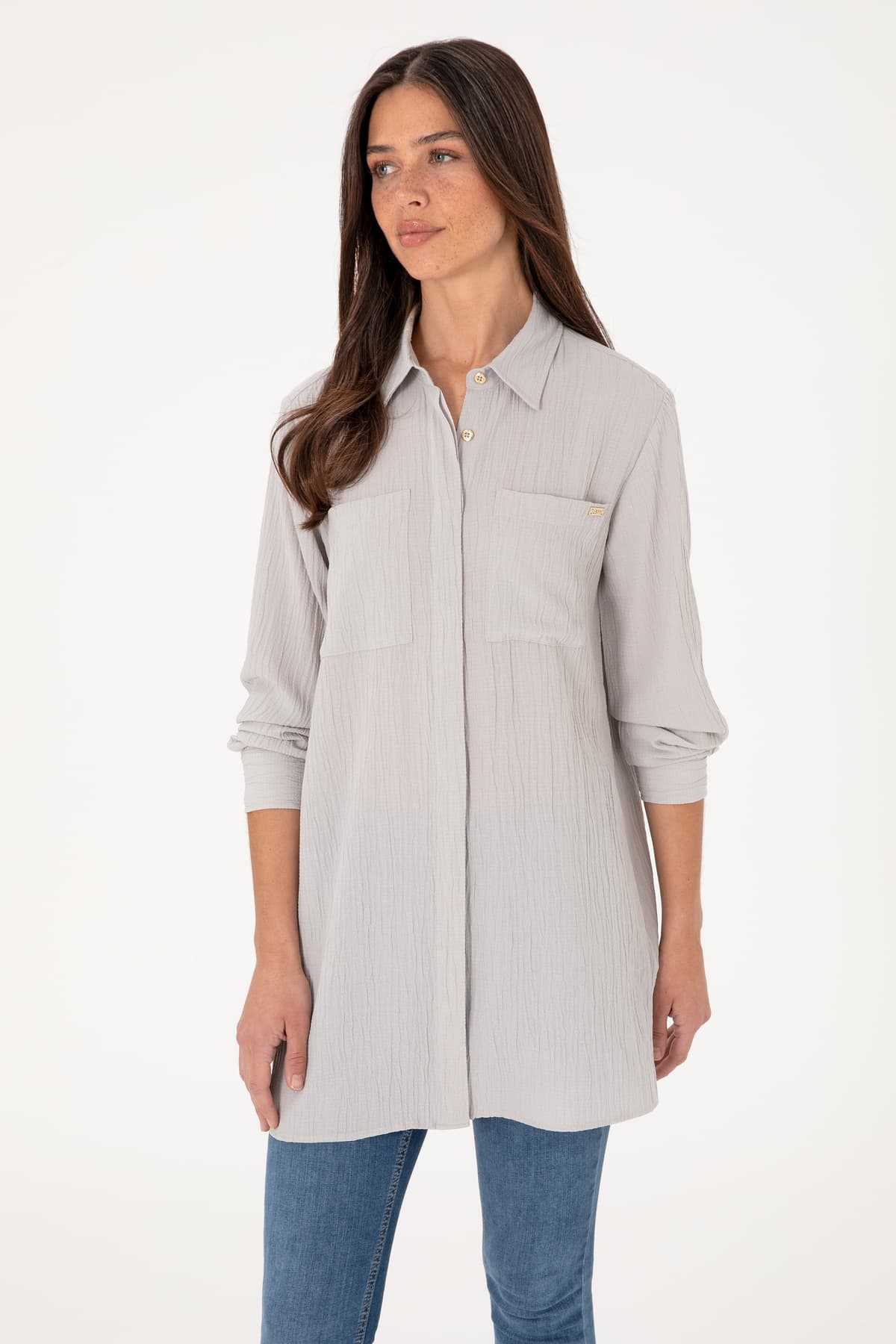 پیراهن تونیک زنانه U.S. Polo Assn. خاکستری روشن آستین بلند مدل 50307672-VR001 پیراهن تونیک زنانه U.S. Polo Assn. خاکستری روشن آستین بلند مدل 50307672-VR001