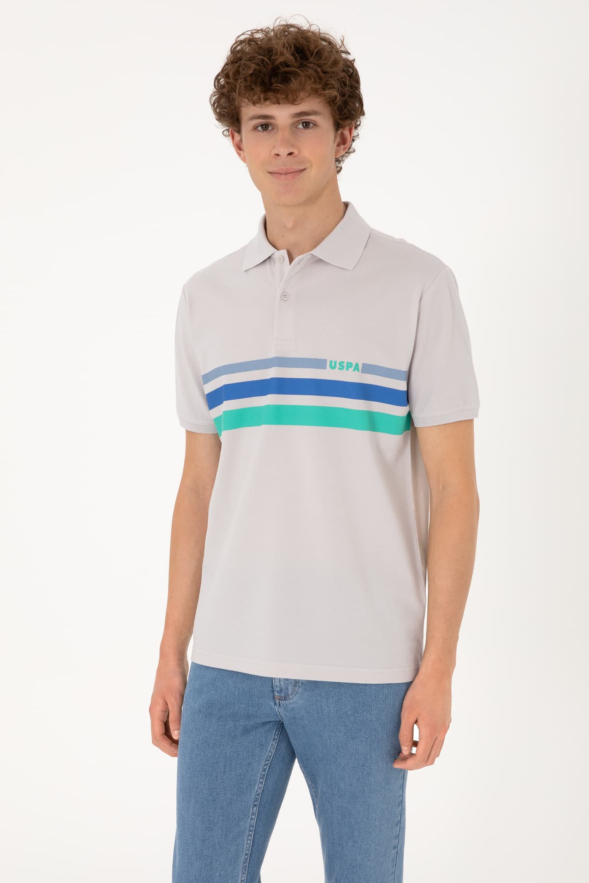 تیشرت مردانه U.S. Polo Assn. فیت معمولی یقه پولو خاکستری روشن مدل 50306811-VR001 تیشرت مردانه U.S. Polo Assn. فیت معمولی یقه پولو خاکستری روشن مدل 50306811-VR001