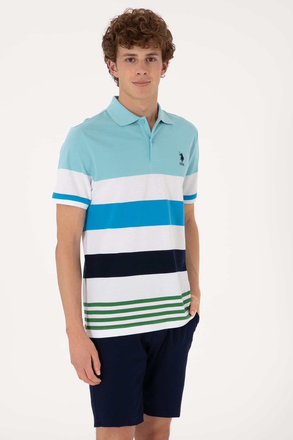 تیشرت مردانه U.S. Polo Assn. فیت معمولی یقه پولو Aqua مدل 50306820-VR007 تیشرت مردانه U.S. Polo Assn. فیت معمولی یقه پولو Aqua مدل 50306820-VR007