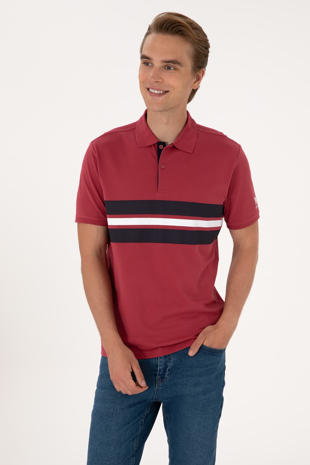 تیشرت مردانه U.S. Polo Assn. فیت معمولی یقه پولو آلبالویی مدل 50306808-VR223 تیشرت مردانه U.S. Polo Assn. فیت معمولی یقه پولو آلبالویی مدل 50306808-VR223