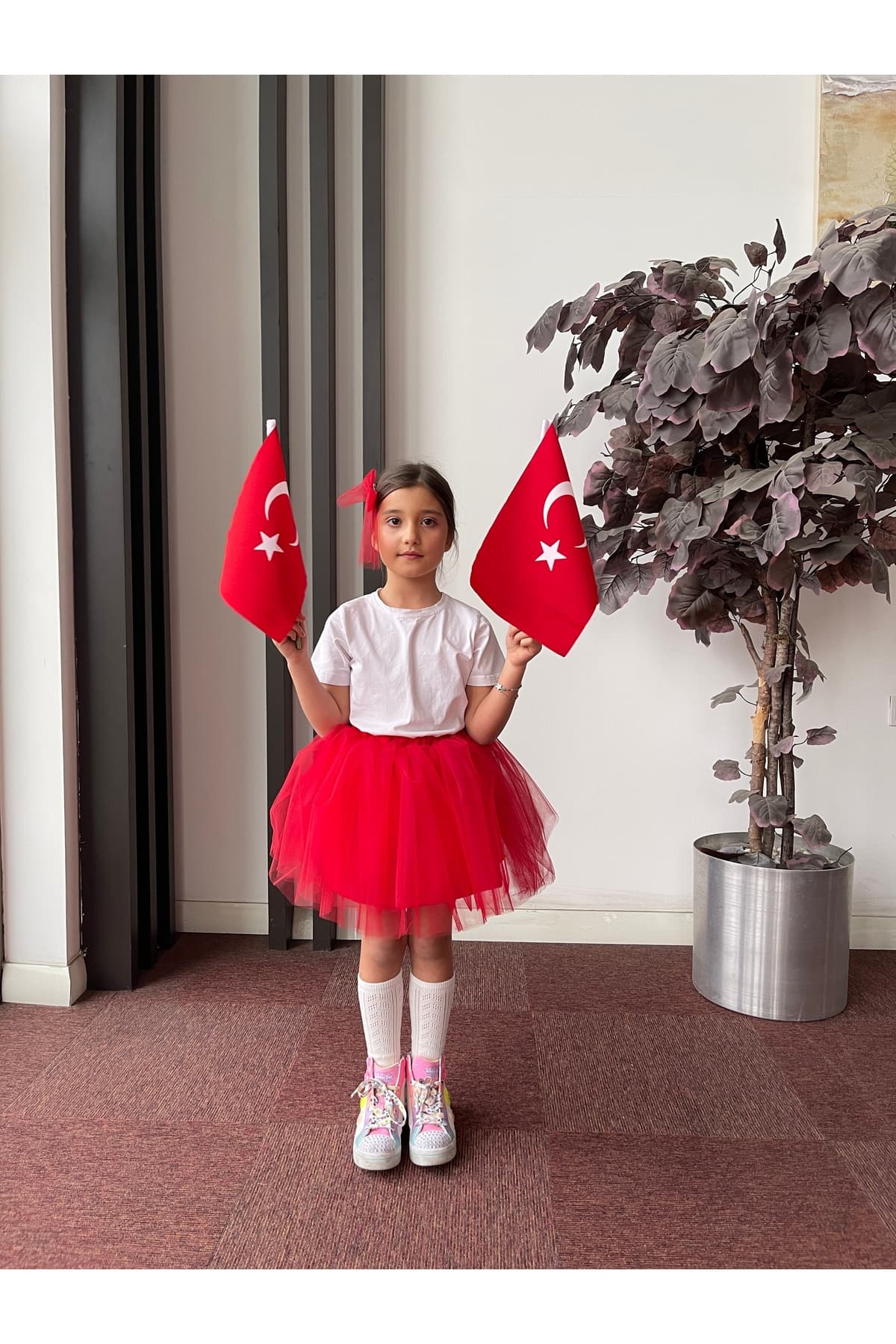 دامن تول قرمز İPEKACOUTURE دامن تول قرمز İPEKACOUTURE