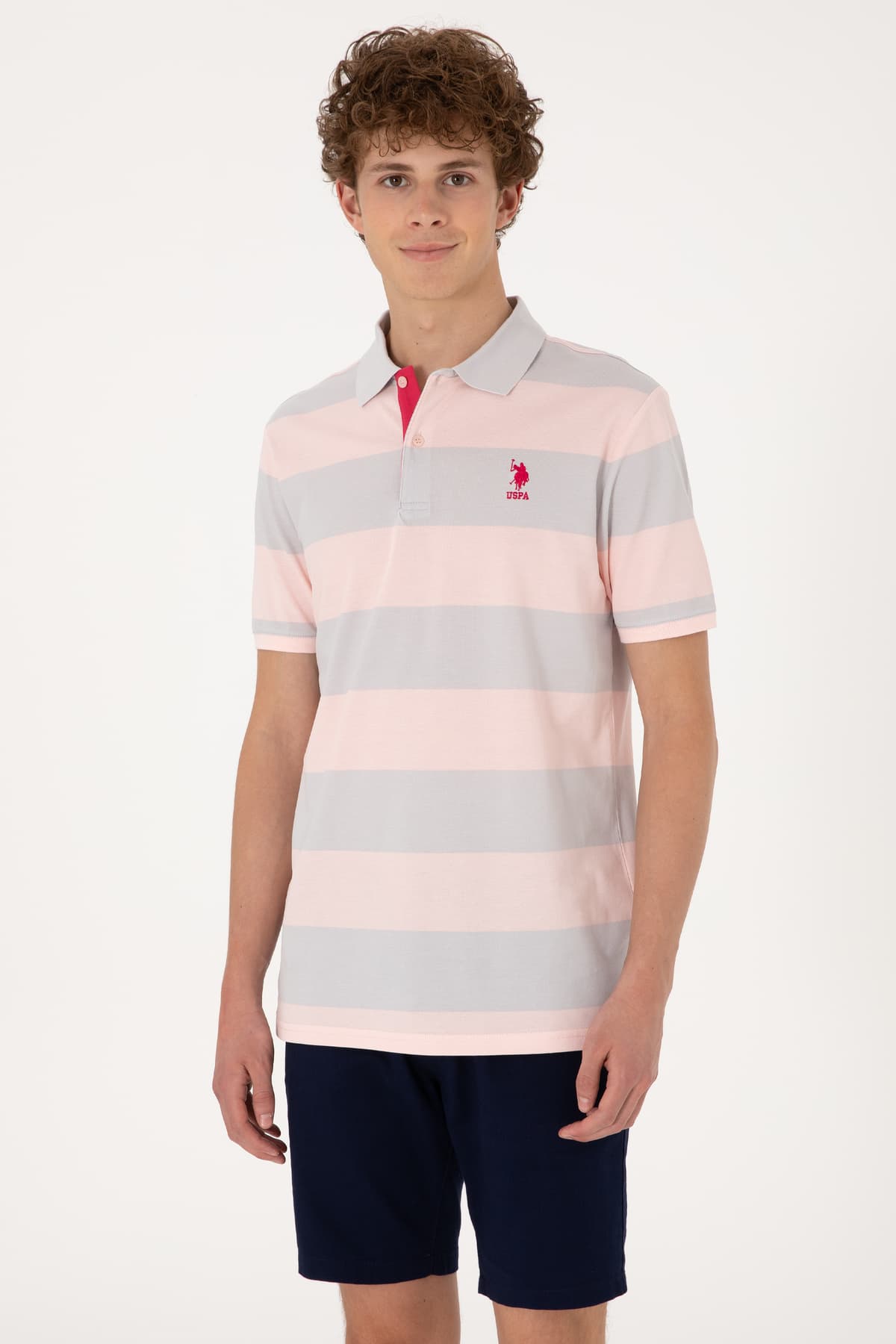 تیشرت مردانه U.S. Polo Assn. فیت معمولی پودری یقه Polo راهراه مدل 50306827-VR042 تیشرت مردانه U.S. Polo Assn. فیت معمولی پودری یقه Polo راهراه مدل 50306827-VR042