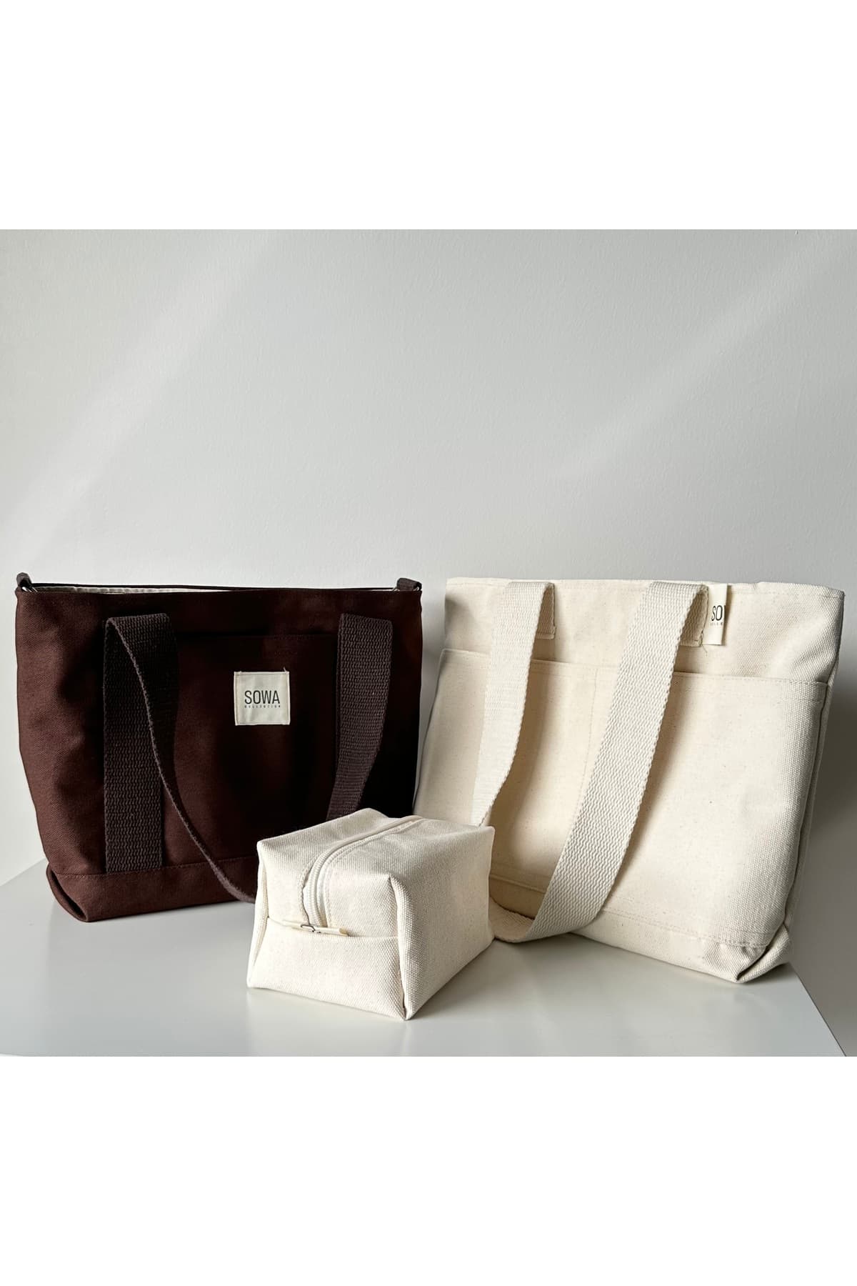 کیف آرایش زنانه Sowa Collection ست 3 تایی کانواس دستی دوشی کیف آرایش زنانه Sowa Collection ست 3 تایی کانواس دستی دوشی