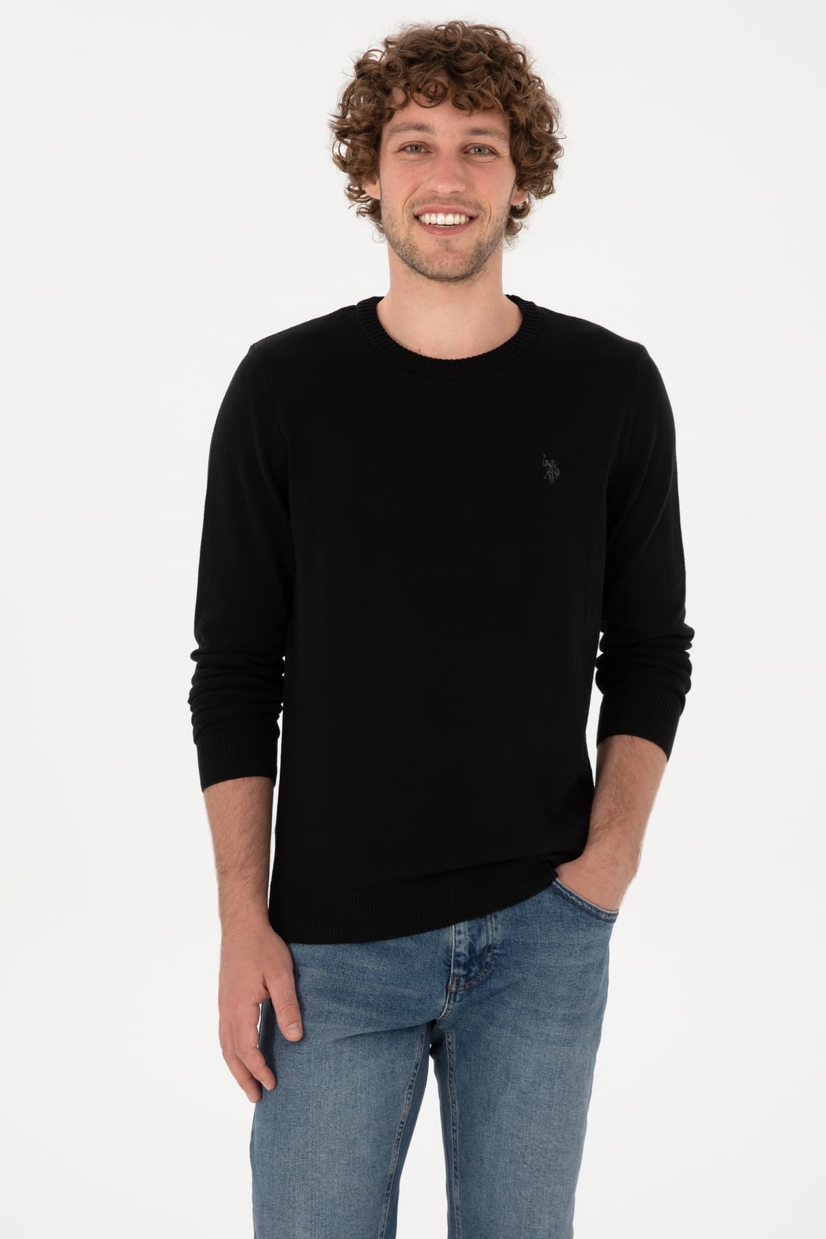پلیور مردانه U.S. Polo Assn. مشکی یقهگرد فیت اسلیم ساده مدل 50313713-VR046 پلیور مردانه U.S. Polo Assn. مشکی یقهگرد فیت اسلیم ساده مدل 50313713-VR046