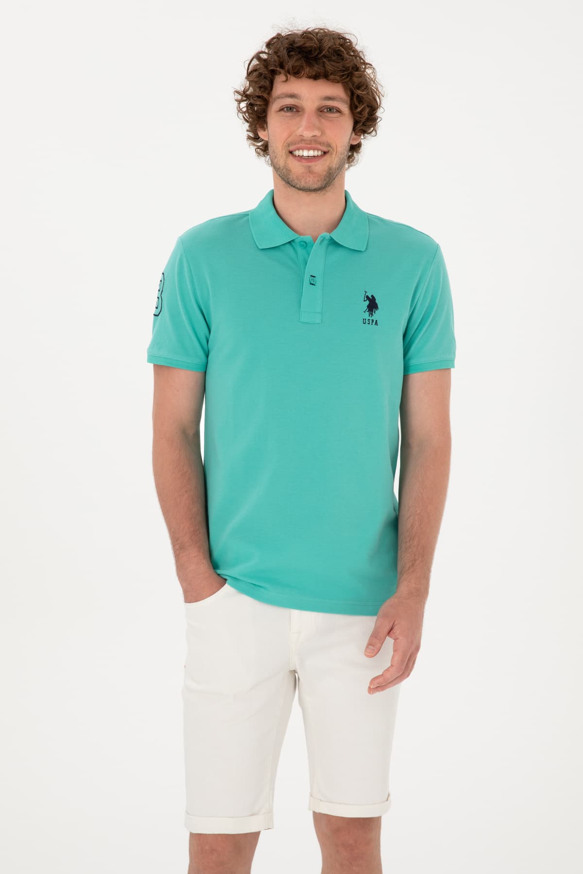 تیشرت مردانه U.S. Polo Assn. اسلیم فیت یقه پولو سبز نعنایی بیسیک مدل 50305929-VR090 تیشرت مردانه U.S. Polo Assn. اسلیم فیت یقه پولو سبز نعنایی بیسیک مدل 50305929-VR090