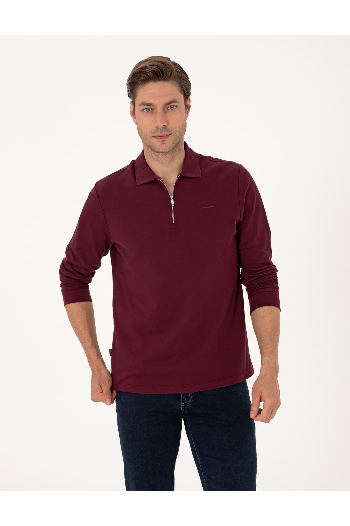 سوئیشرت مردانه Pierre Cardin پیکه یقه پولو زیپدار اسلیم فیت بوردو مدل 50314046-VR014 سوئیشرت مردانه Pierre Cardin پیکه یقه پولو زیپدار اسلیم فیت بوردو مدل 50314046-VR014