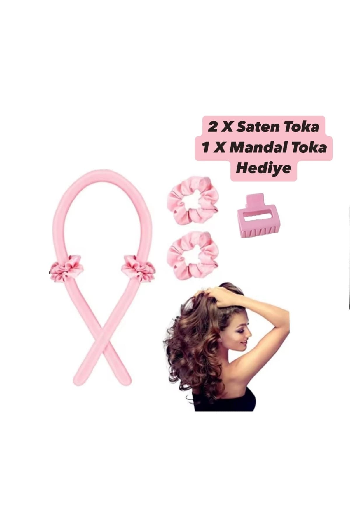 ست مدلدهی مو بدون حرارت زنانه monalisatoka صورتی پودری بیگودی ساتن %100 ابریشم خالص ست مدلدهی مو بدون حرارت زنانه monalisatoka صورتی پودری بیگودی ساتن %100 ابریشم خالص