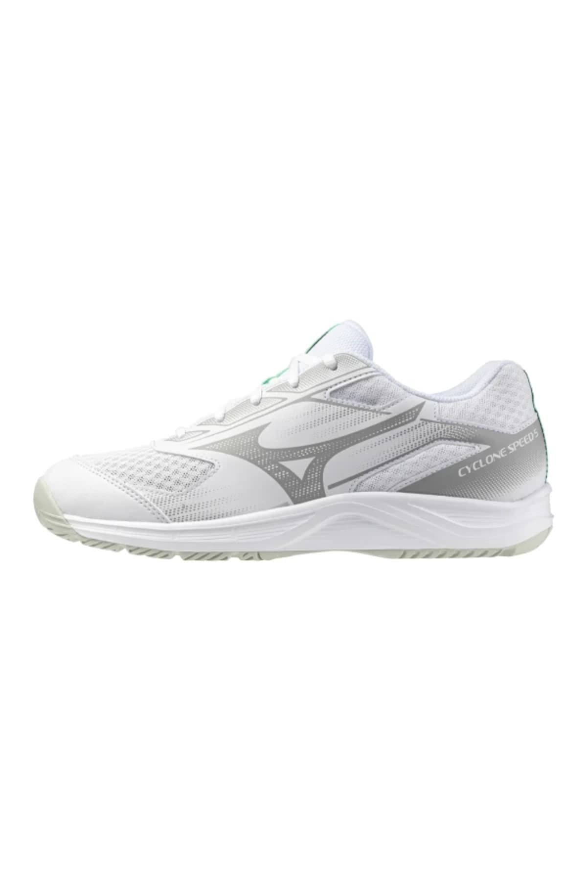 کفش والیبال یونیسکس Mizuno سفید و خاکستری مدل Cyclone Speed 5 کفش والیبال یونیسکس Mizuno سفید و خاکستری مدل Cyclone Speed 5