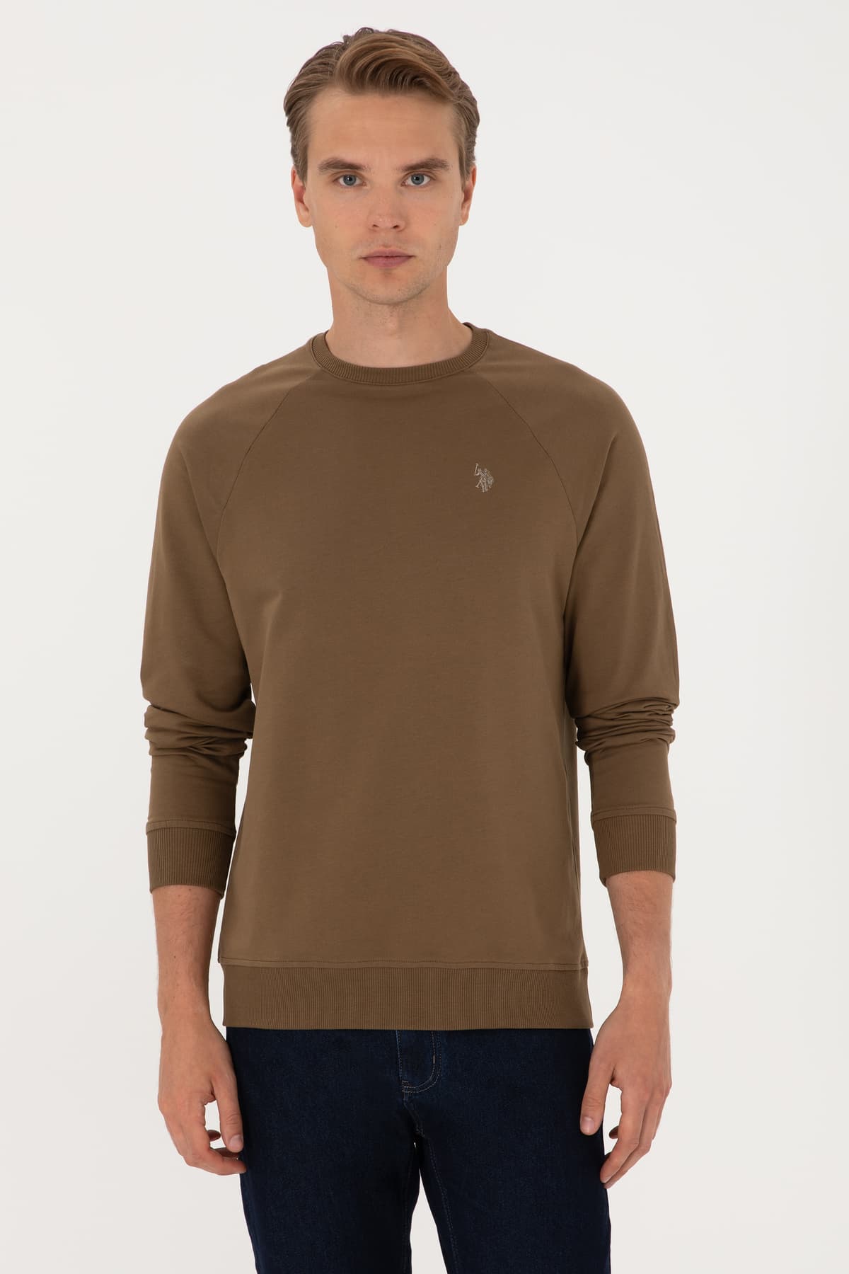 سویشرت مردانه U.S. Polo Assn. فیت معمولی یقه گرد خاکی نازک ساده مدل 50313752-VR027 سویشرت مردانه U.S. Polo Assn. فیت معمولی یقه گرد خاکی نازک ساده مدل 50313752-VR027