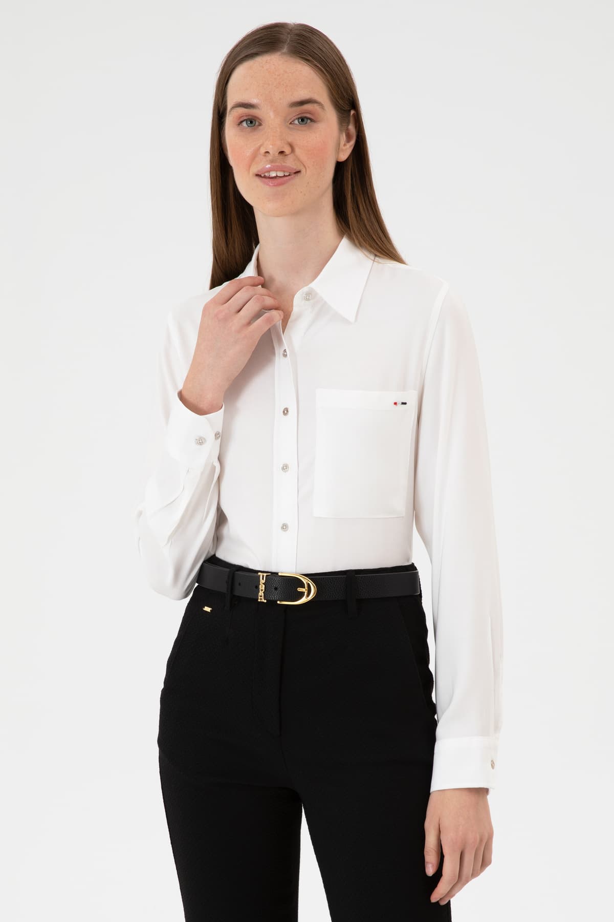 پیراهن زنانه سفید آستینبلند U.S. Polo Assn. مدل 50316412-VR013 پیراهن زنانه سفید آستینبلند U.S. Polo Assn. مدل 50316412-VR013
