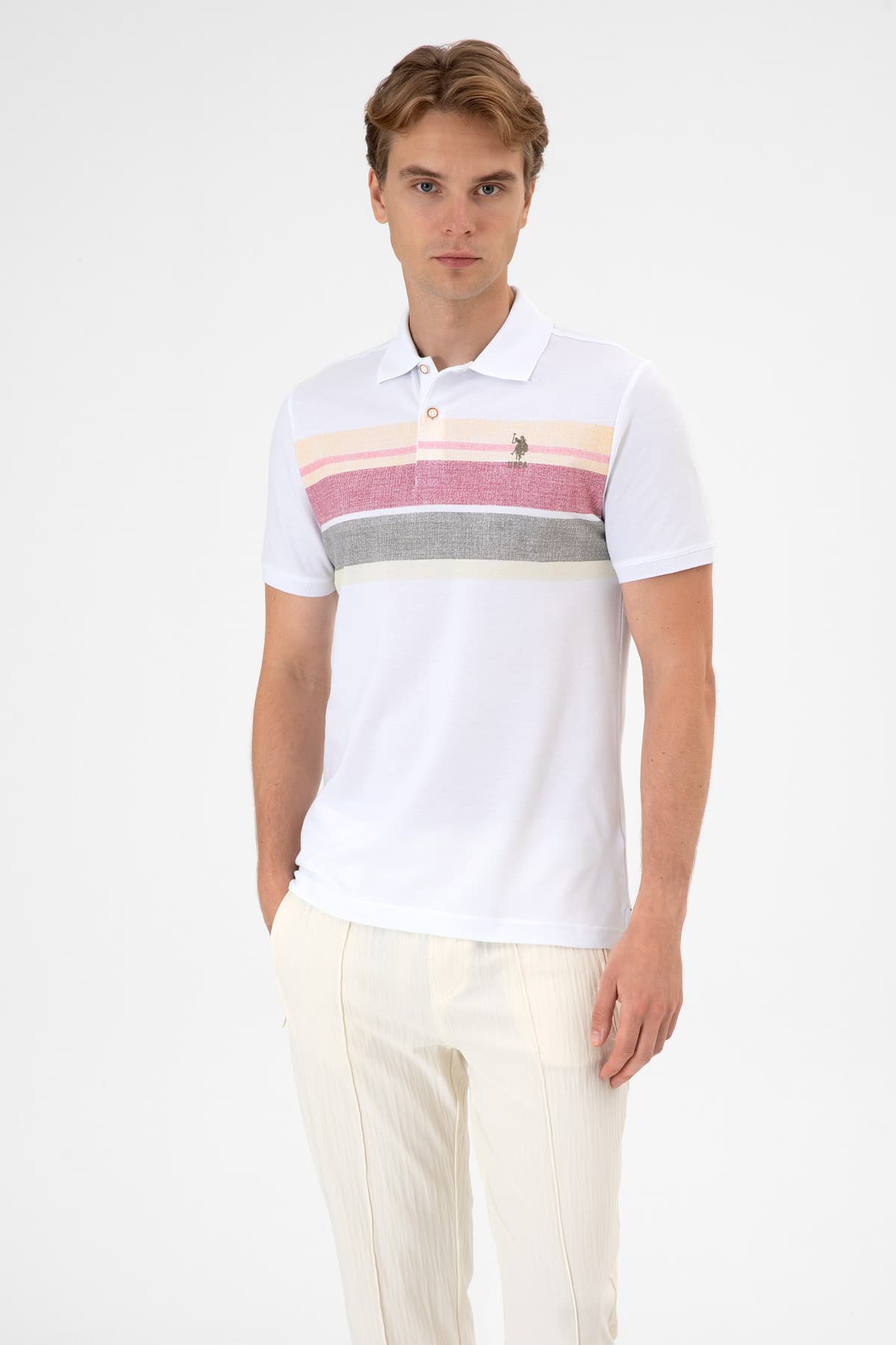 تیشرت مردانه U.S. Polo Assn. فیت رگولار یقه پولو قهوهای روشن مدل 50299824-VR052 تیشرت مردانه U.S. Polo Assn. فیت رگولار یقه پولو قهوهای روشن مدل 50299824-VR052
