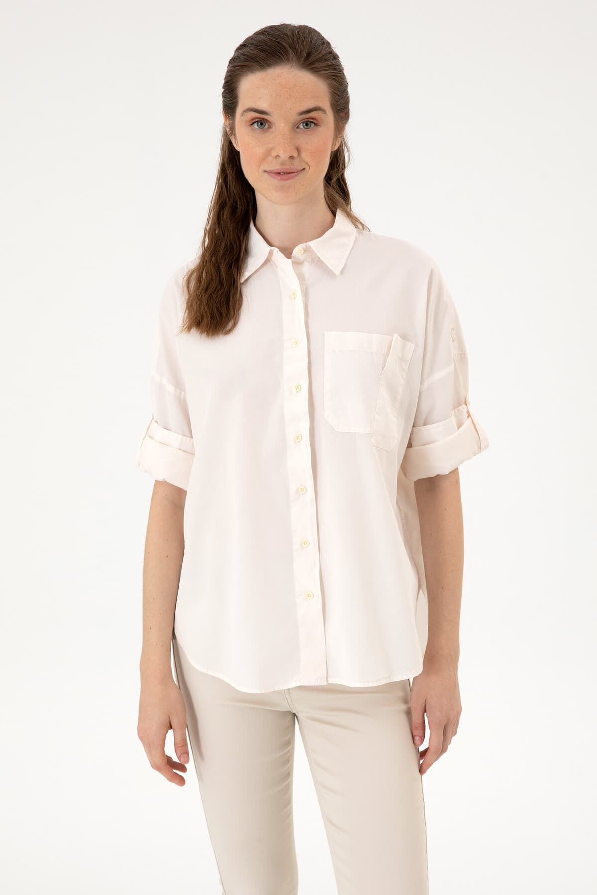 پیراهن زنانه U.S. Polo Assn. کرم آستین بلند مدل 50300096-VR071 پیراهن زنانه U.S. Polo Assn. کرم آستین بلند مدل 50300096-VR071