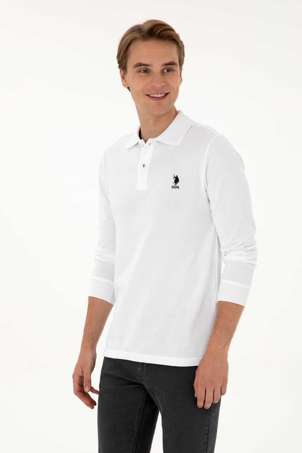 سوئیشرت مردانه U.S. Polo Assn. فیت معمولی یقه پولو سفید ساده مدل 50307757-VR013 سوئیشرت مردانه U.S. Polo Assn. فیت معمولی یقه پولو سفید ساده مدل 50307757-VR013