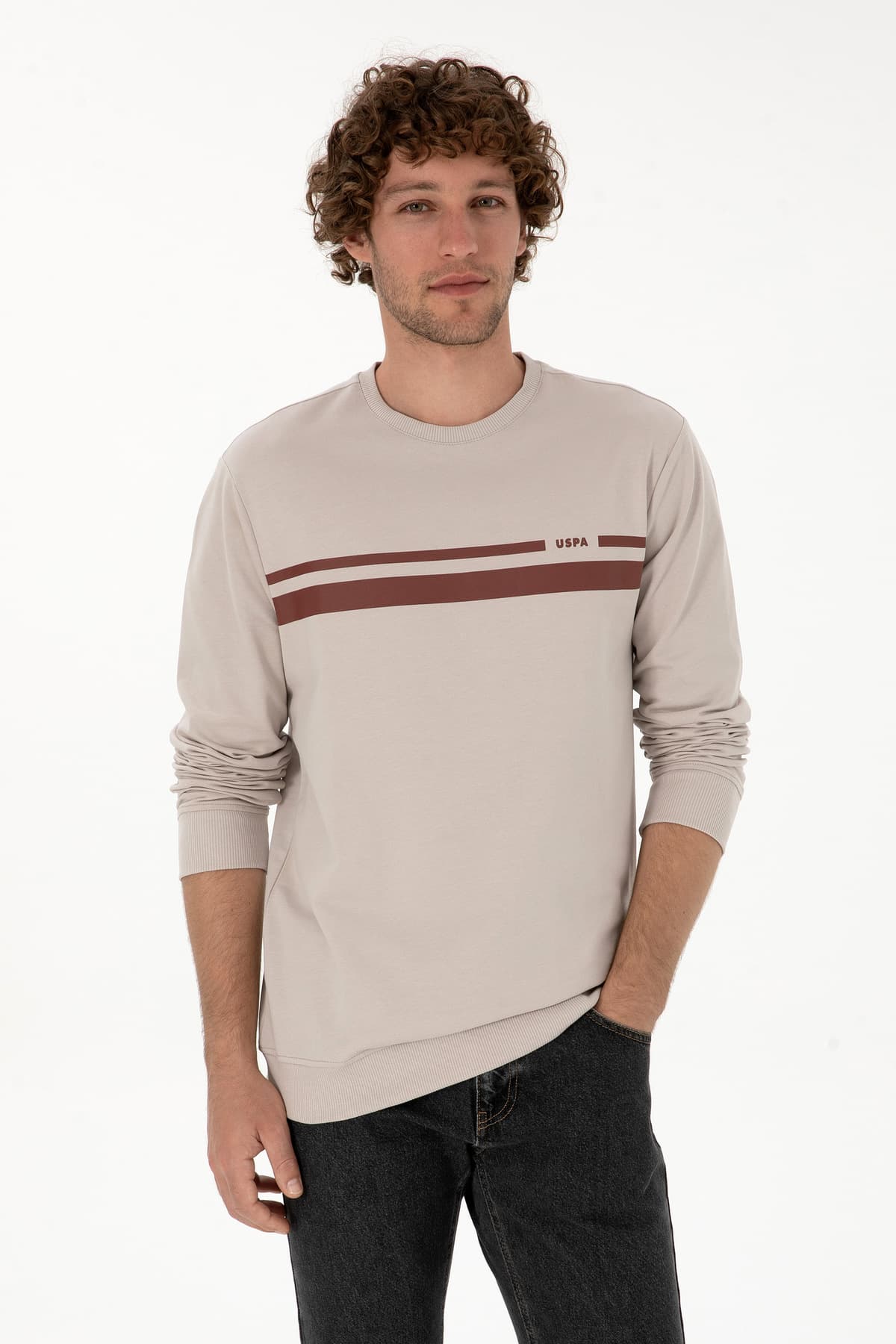 سوئیشرت مردانه U.S. Polo Assn. فیت معمولی یقه گرد رنگ سنگی نازک مدل 50313801-VR049 سوئیشرت مردانه U.S. Polo Assn. فیت معمولی یقه گرد رنگ سنگی نازک مدل 50313801-VR049
